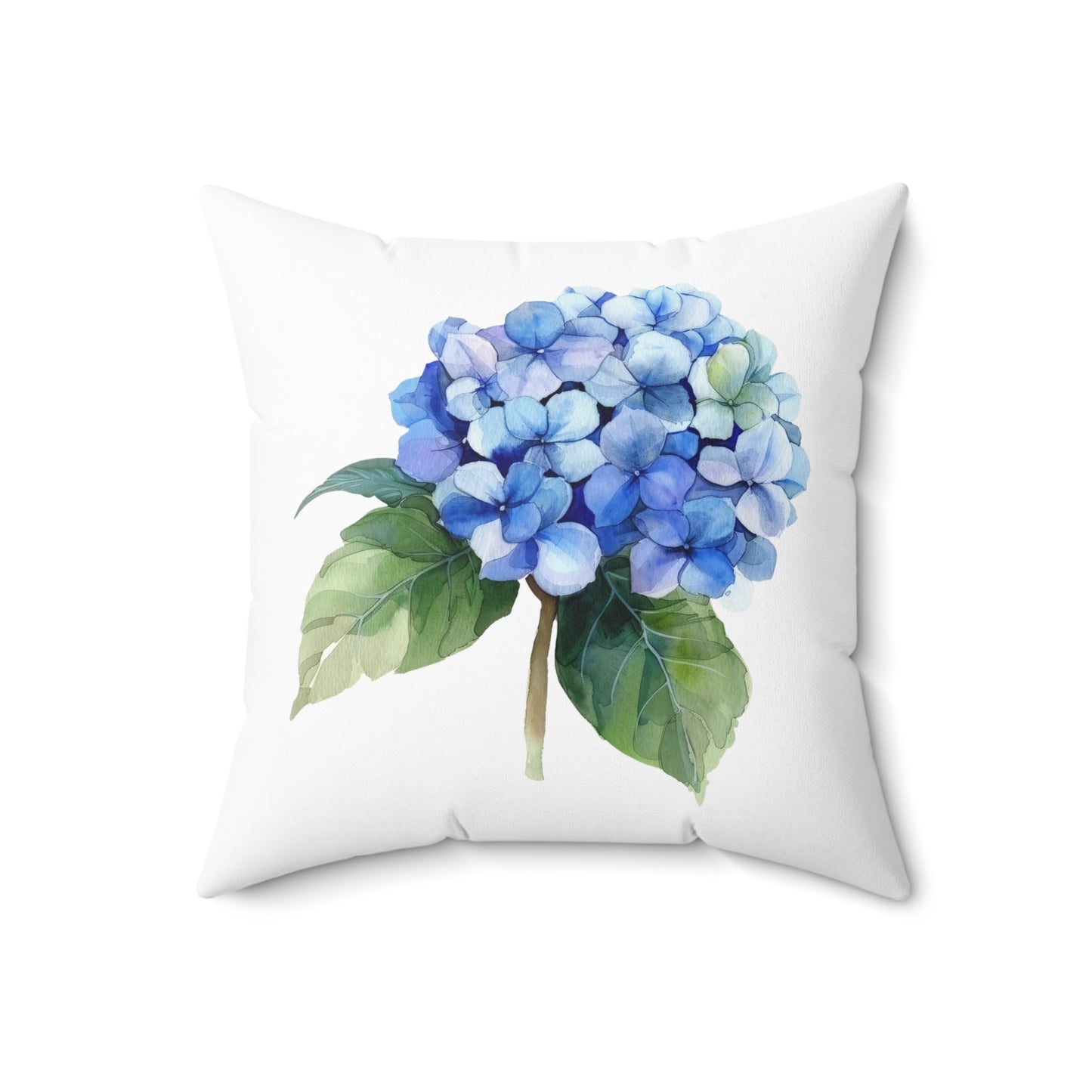Blue Hydrangea Spun Polyester Square Pillow