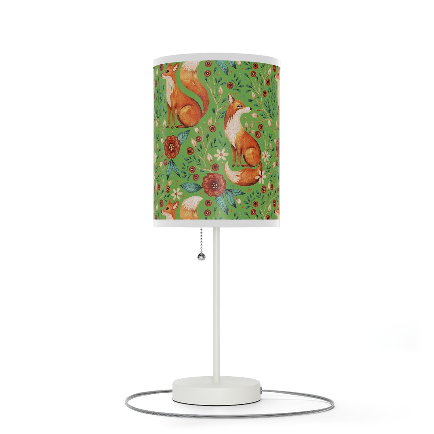 Whimsical Fox Floral Table Lamp - Stylish Decorative Lighting for Cozy Spaces  - Thyme Green
