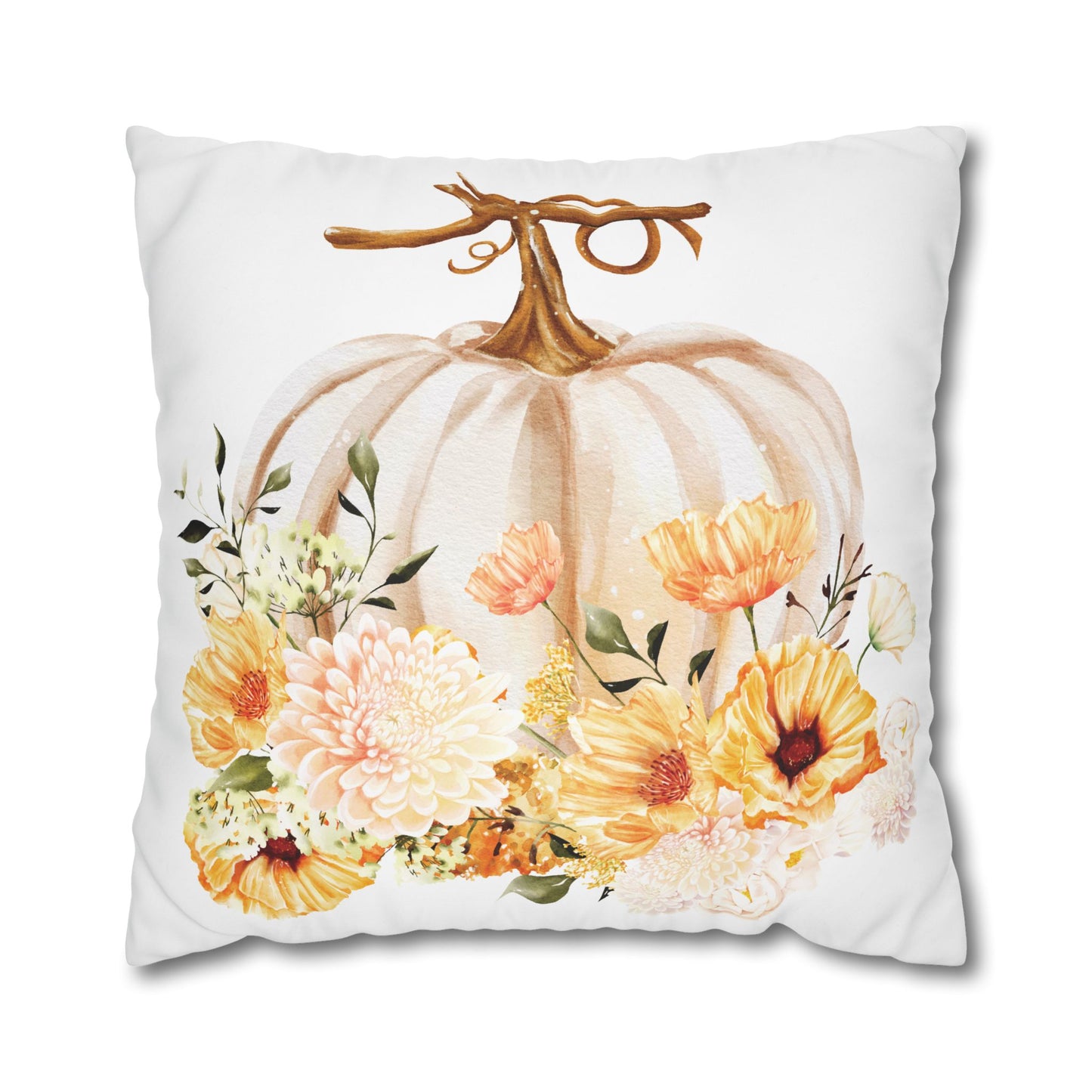 Floral Pumpkin Pillowcase, Cozy Home Decor, Fall Decor, Harvest Celebration, Thanksgiving Gift, Floral Accent Pillow