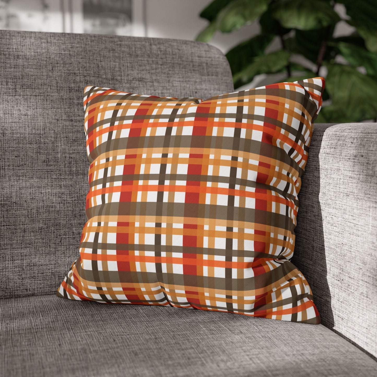 Cozy Plaid Throw Pillowcase, Autumn Decor Pillow, Home Accents, Thanksgiving Gift, Comfortable Couch Accessory