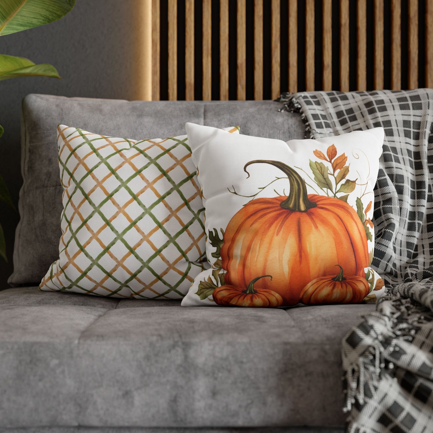Autumn Pumpkin Canvas Pillowcase, Fall Decor, Cozy Home Accents, Seasonal Cushion, Harvest Celebration Pillow