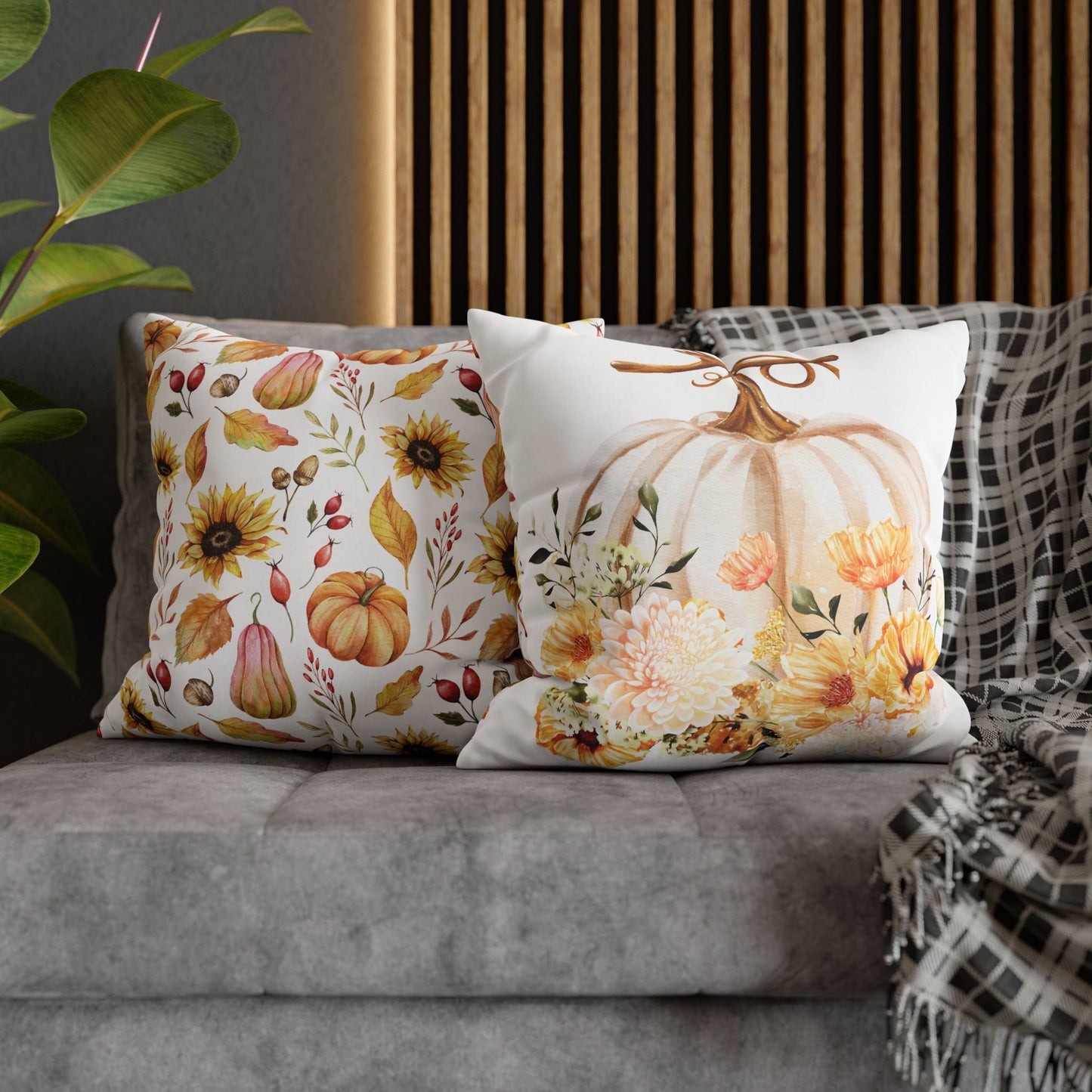 Floral Pumpkin Pillowcase, Cozy Home Decor, Fall Decor, Harvest Celebration, Thanksgiving Gift, Floral Accent Pillow