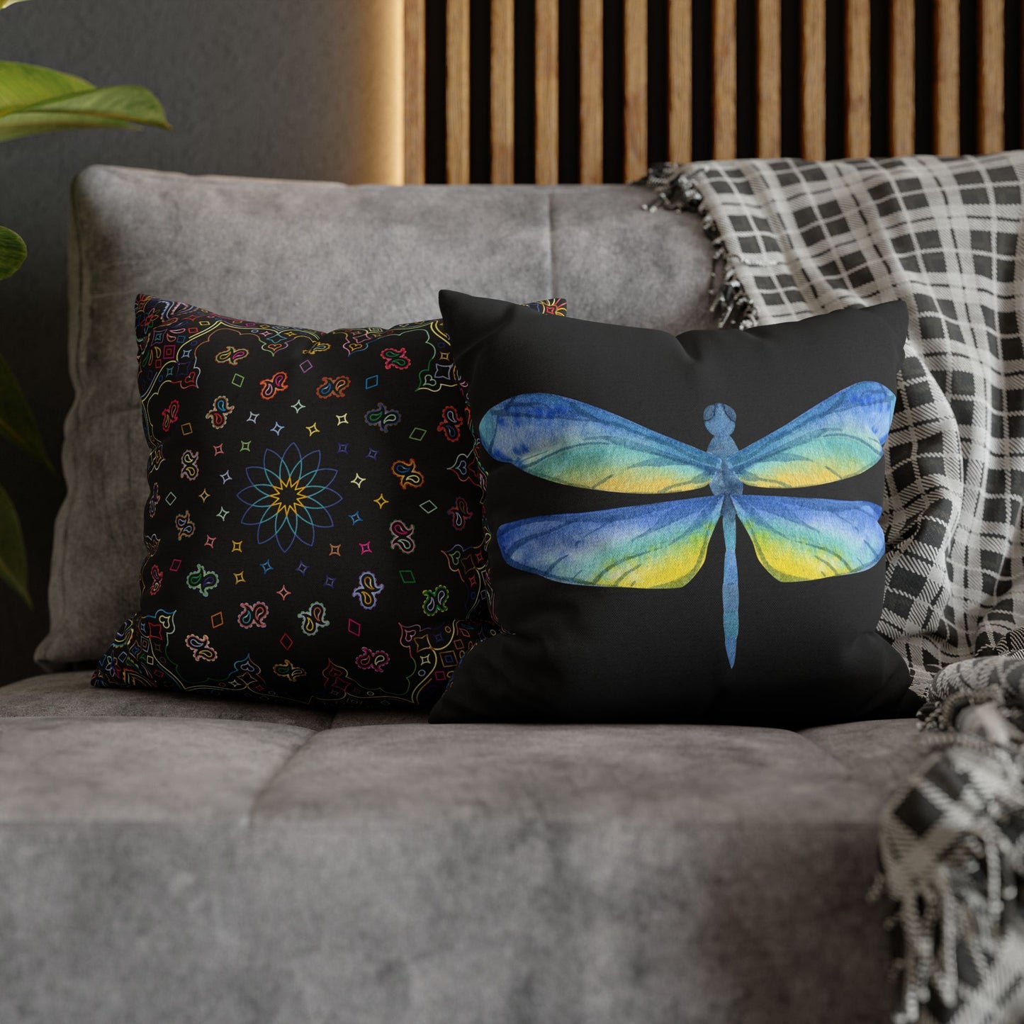 Blue Dragonfly Decorative Pillowcase, Nature Decor, Home Accent, Gift, Cozy Living Room, Spring Decor, Nature Lover's Gift