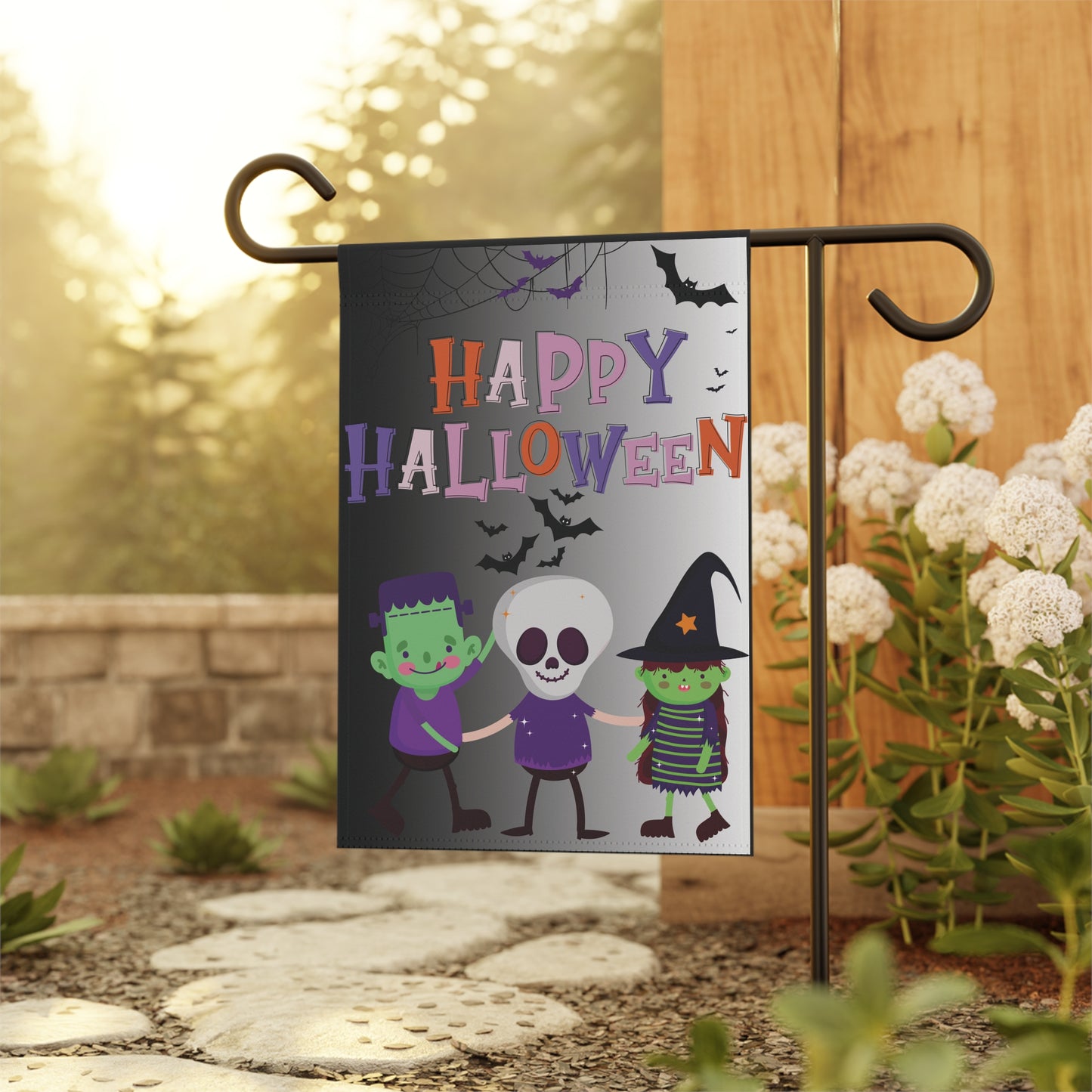 Happy Halloween Garden Banner, Festive Outdoor Decor for Fall Celebrations, Seasonal Yard Sign, Trick or Treat Decorations