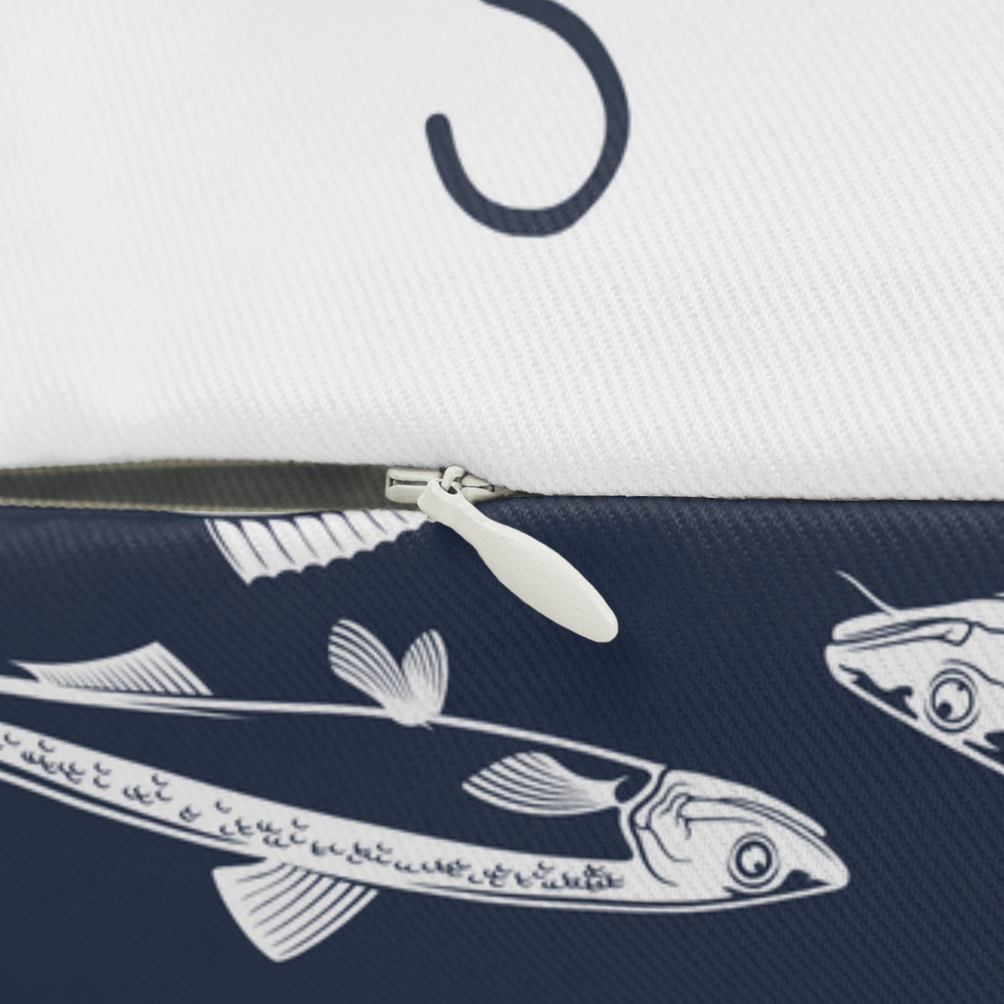 Lumbar Pillow - Nautical Fish Pattern & Nautical Cross Design - Beach Lover Decorative Cushion