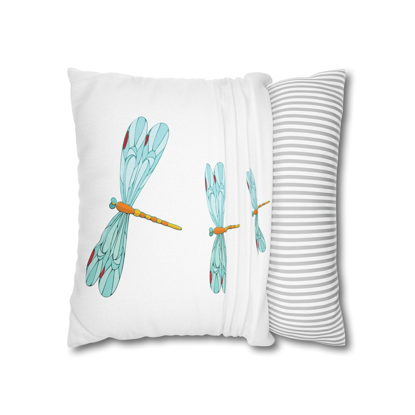 Dragonfly Turquoise and Red Kissed Decor Pillowcase, Home Accent, Gift for Nature Lovers, Bohemian Style, Cozy Living Room Cushion