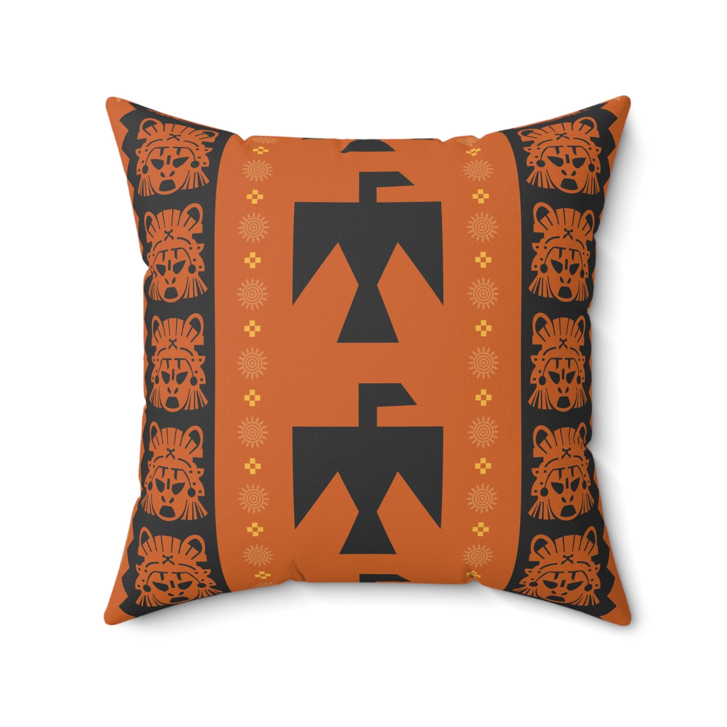 Folk Art Boho Tribal Hunting Hawk Square Pillow, Decorative Pillows for Home, Boho Living Room Decor, Gift for Her, Cozy Throw Pillow