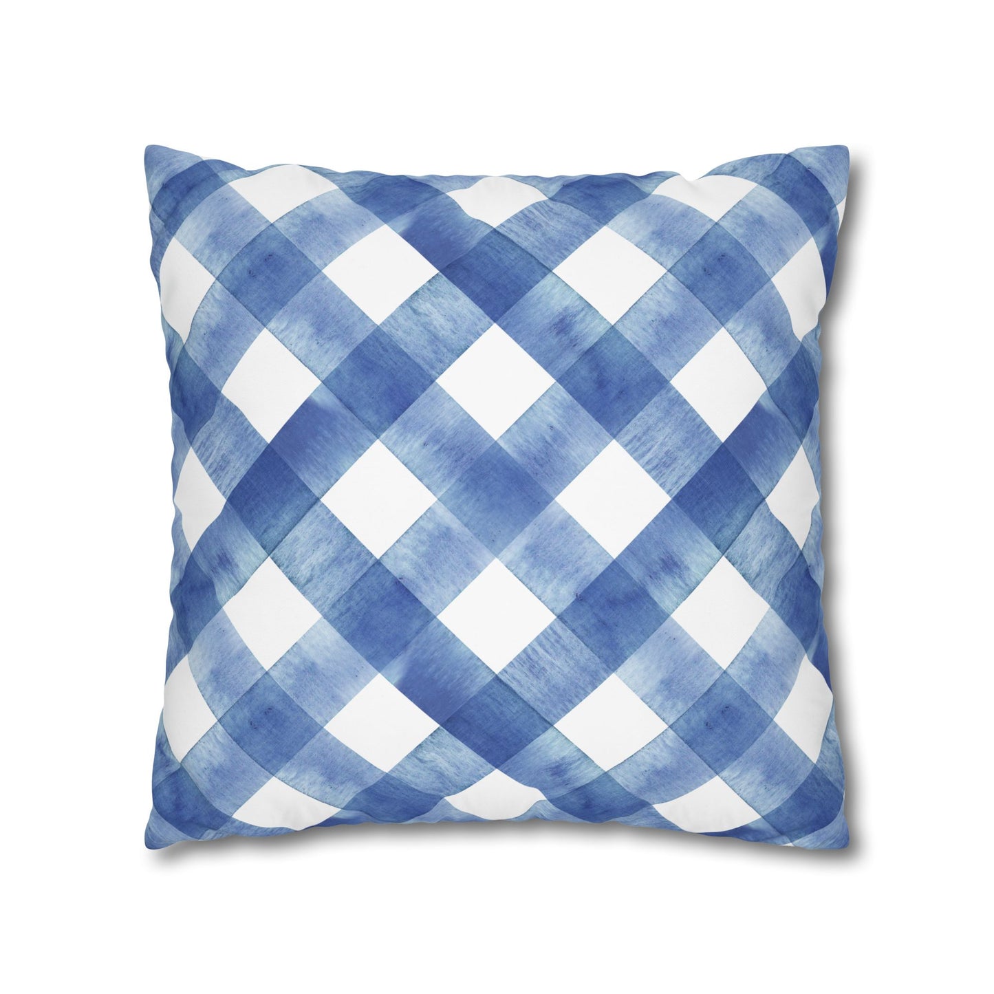 Blue Plaid Poly Canvas Pillowcase, Cozy Home Decor, Farmhouse Cushion, Throw Pillow Cover, Gift for Homeowners