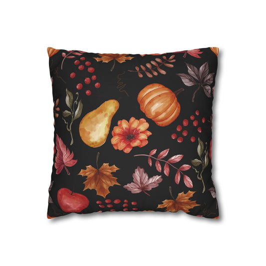 Fall Harvest Decorative Pillowcase, Cozy Home Decor, Autumn Cushion Cover, Thanksgiving Gift, Floral Throw Pillow