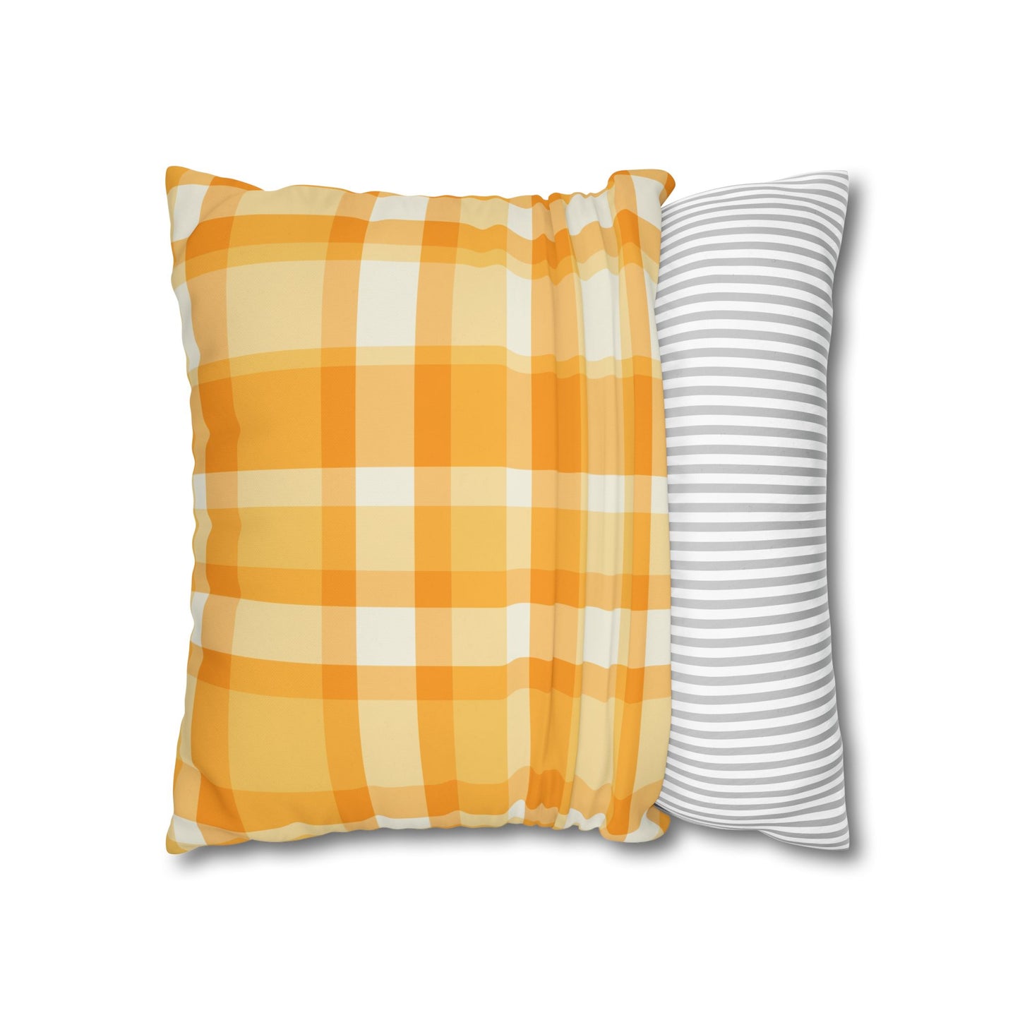 Sunshine Checkered Poly Canvas Pillowcase | Cozy Home Decor, Throw Pillow, Living Room Accent, Farmhouse Style, Seasonal Pillow