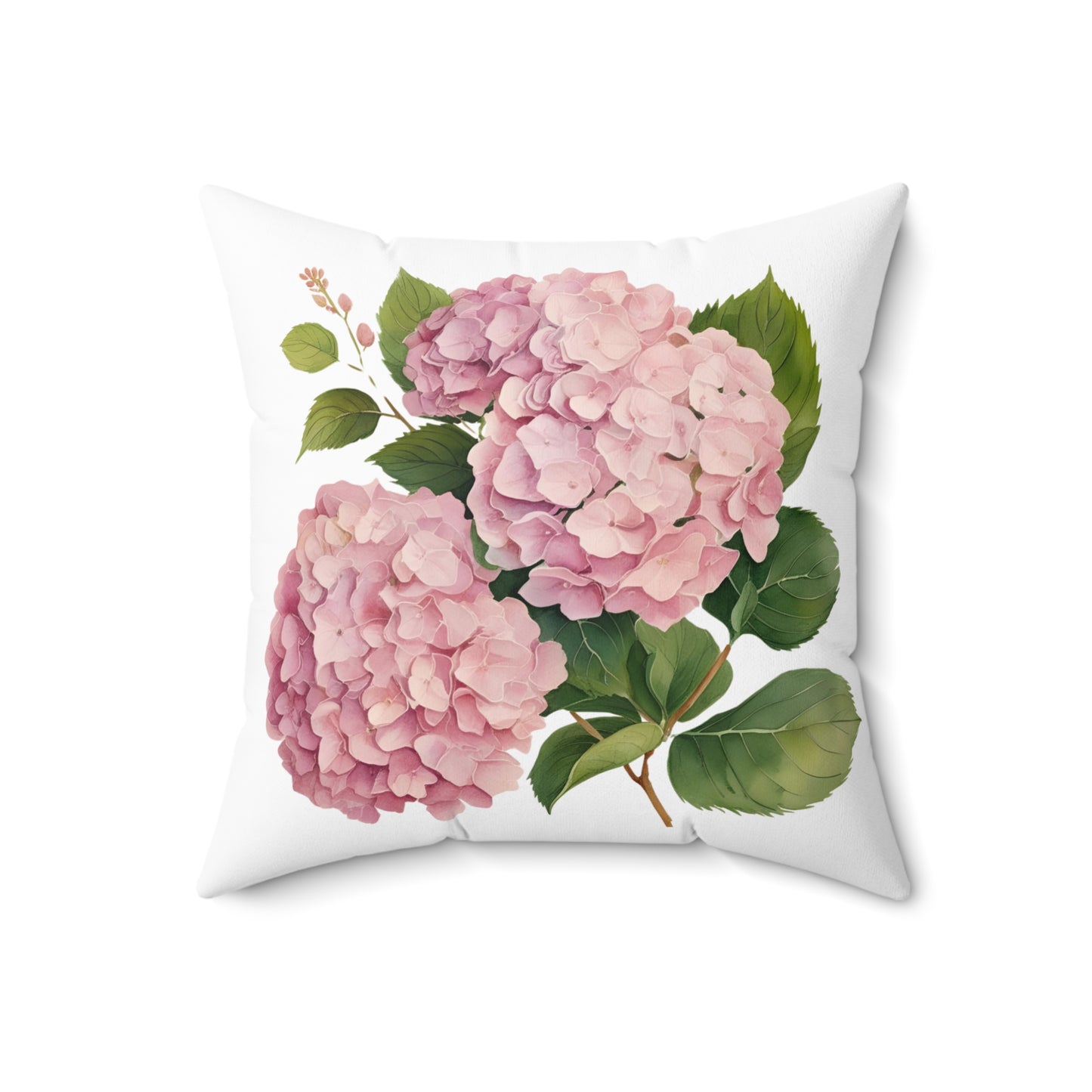 Tri Blushing Pink Hydrangeas of Spun Polyester Square Pillow