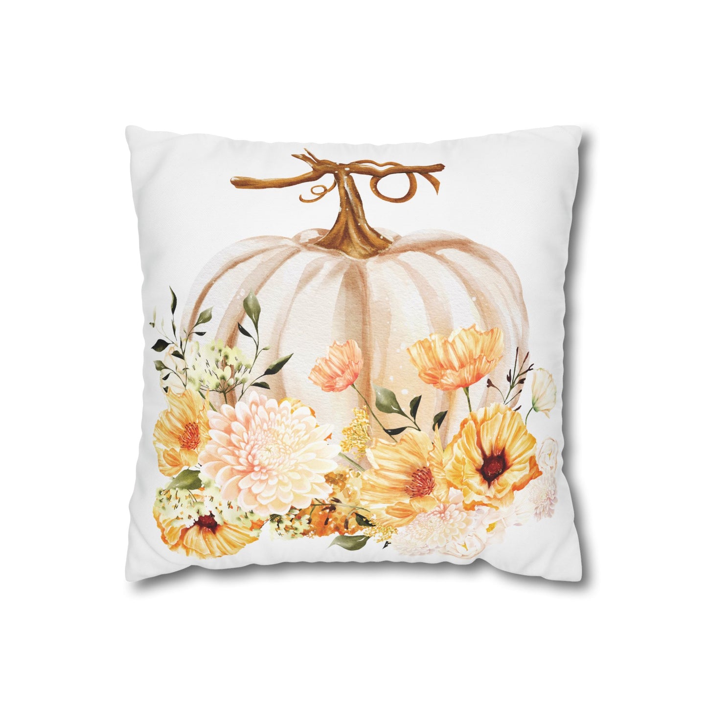 Floral Pumpkin Pillowcase, Cozy Home Decor, Fall Decor, Harvest Celebration, Thanksgiving Gift, Floral Accent Pillow