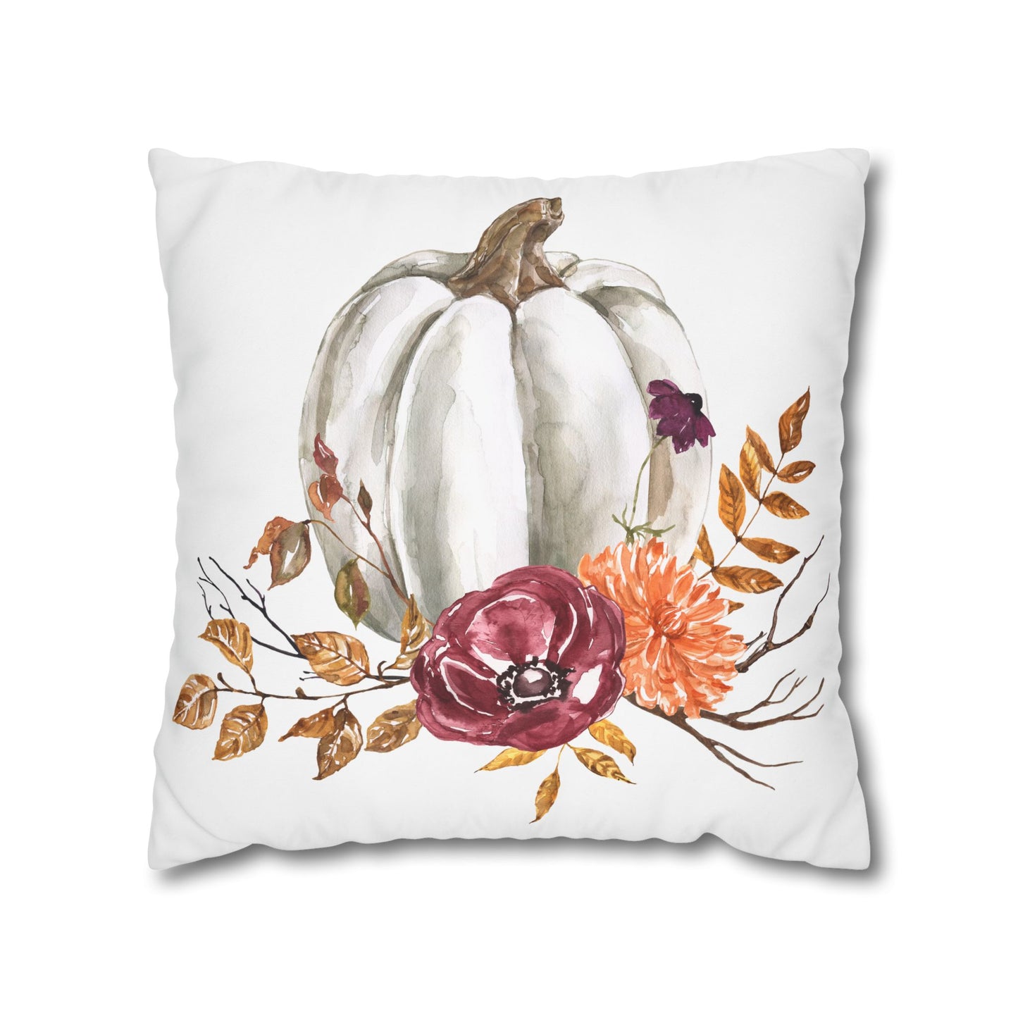 Autumn Floral Pumpkin Pillowcase - Cozy Home Decor for Fall, Harvest, Thanksgiving, Seasonal Cushion Cover, Gift for Her