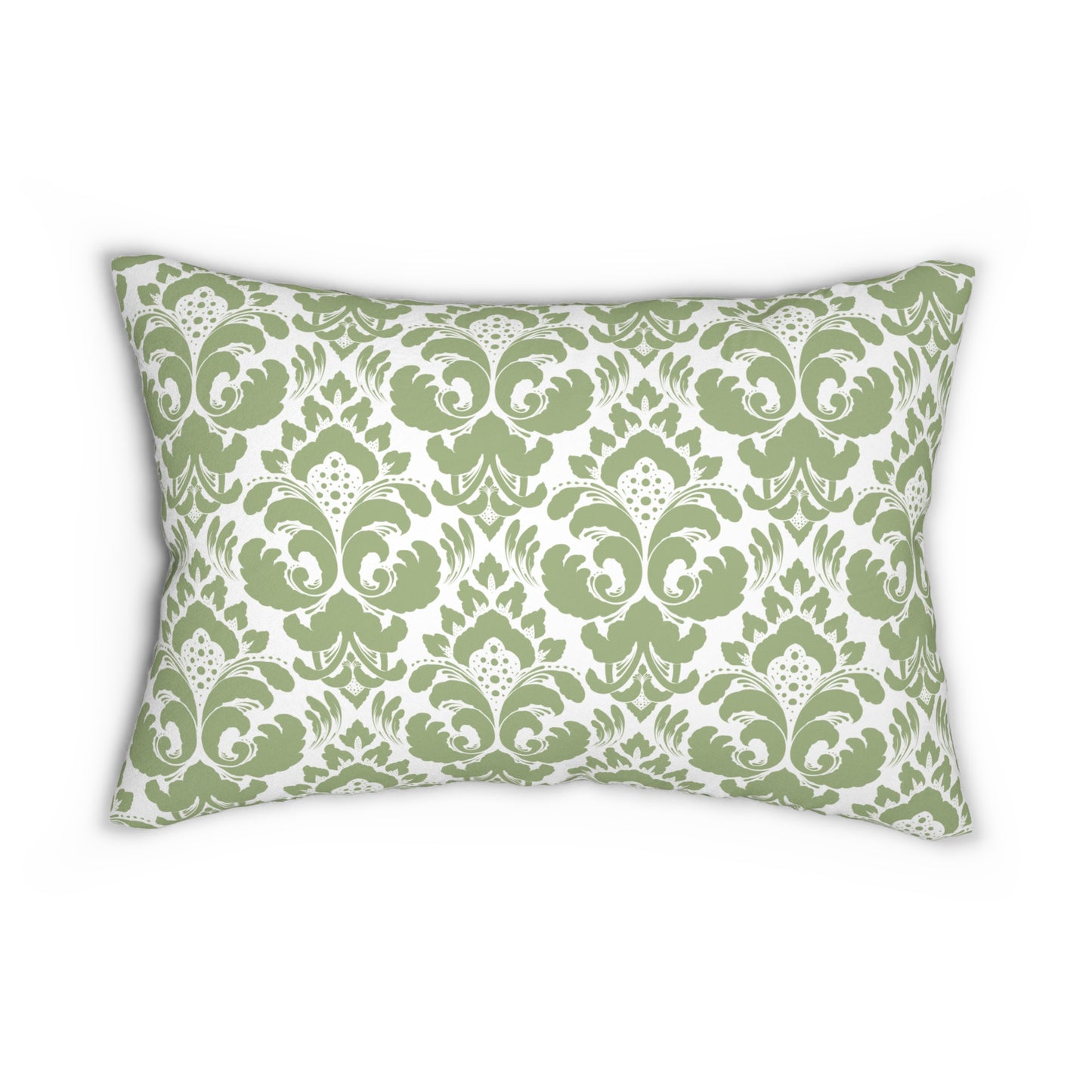 Botanical Lumbar Pillow - Fern & Damask Designs, Cozy Decor for Living Room, Green Accent Cushion for Home, Perfect Gift for Nature Lovers