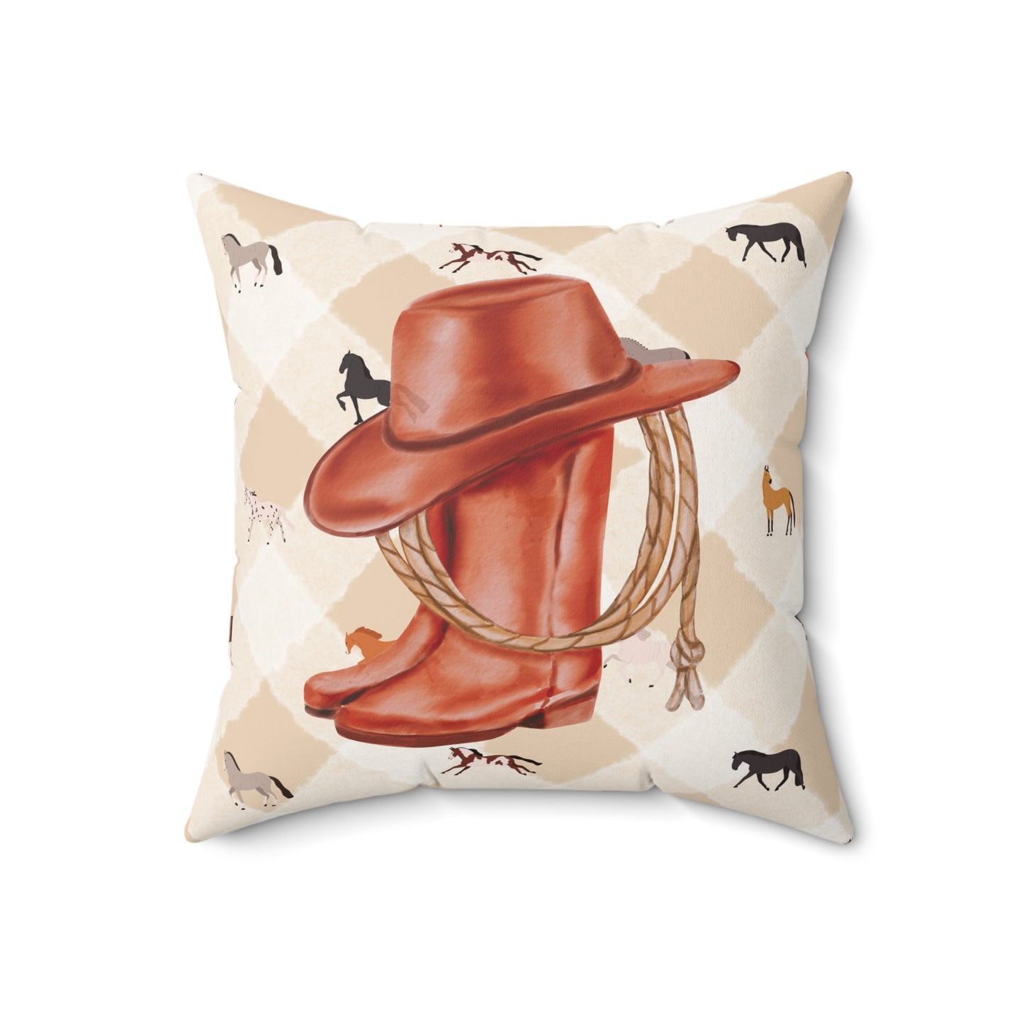 Rustic Cowgirl Square Accent Throw Pillow, Equestrian Decor, Western Home Accent, Horse Lover Gift, Farmhouse Cushion, Country Style Pillow