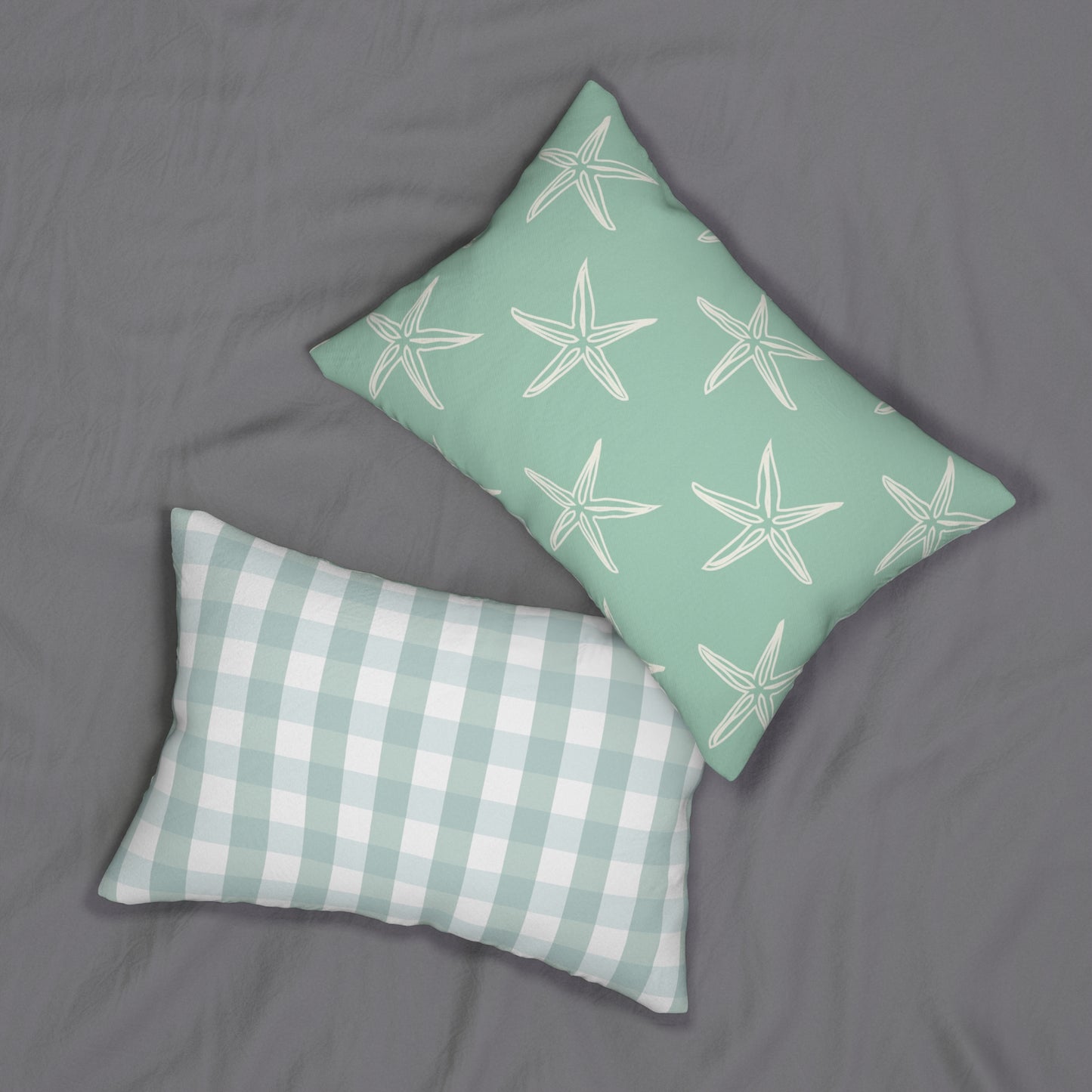 Starfish Beachy Lumbar Pillow, Coastal Home Decor, Nautical Throw Cushion, Summer Vibes Accent Pillow, Gift for Ocean Lovers, Chic Living Room Decor