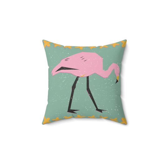 Tropical Flamingo Boho Tribal Throw Pillow, Decorative Cushion, Summer Home Decor, Bird Accent Pillow, Seasonal Gift Idea