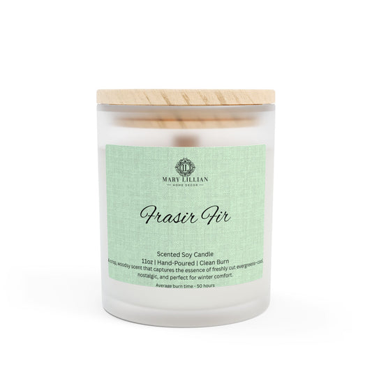 Scented Candle Frosted Glass 11oz - Frasir Fir Woodsy Winter Comfort