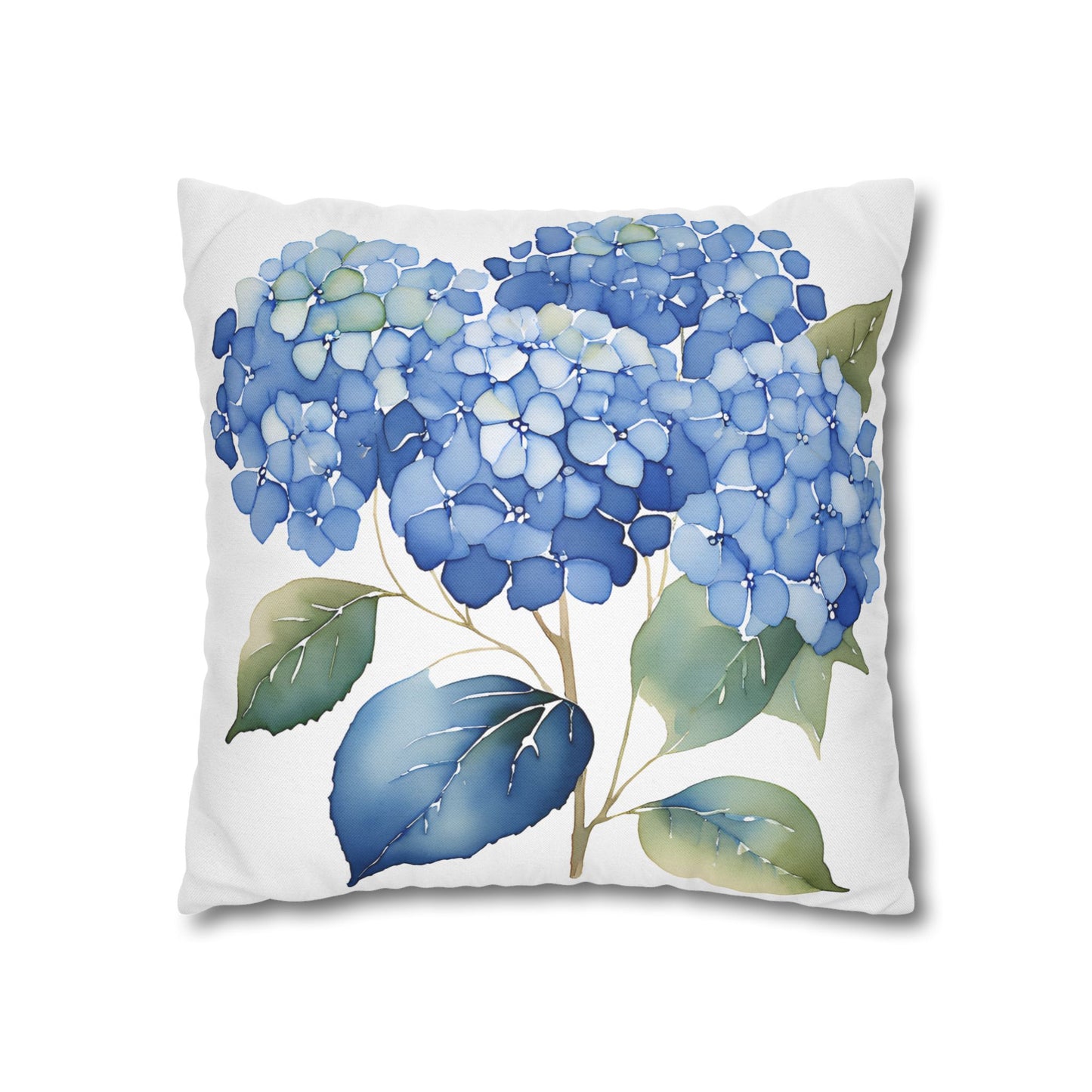 Blue Floral Hydrangea Square Pillowcase - Cozy Home Decor