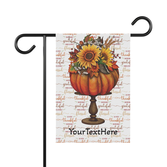 House Banner, Elegant Fall Pumpkin Display, Personalized Garden Flag, Autumn Home Decor, Thanksgiving Outdoor Sign