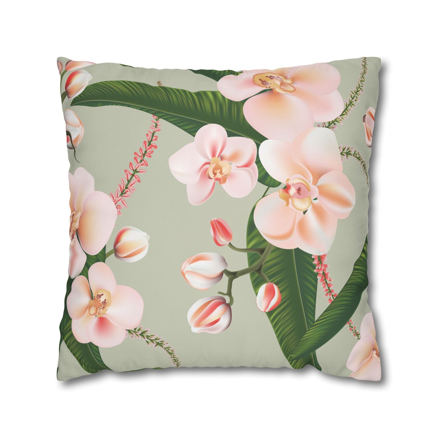 Floral Decorative Pillowcase, Elegant Home Decor, Gift for Her, Cozy Living Room Accent, Pink Orchid Design
