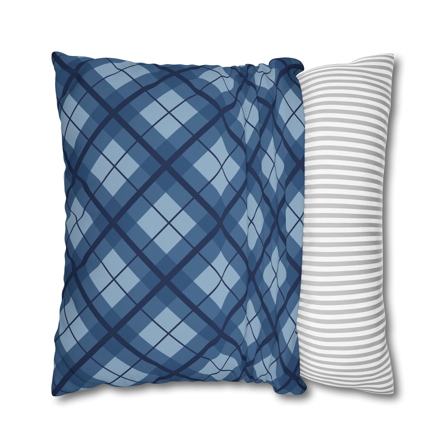 Plaid Poly Canvas Pillowcase, Cozy Home Decor, Throw Pillow, Couch Cushion, Living Room Accent, Nautical Gift, Birthday Decor