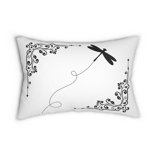 Elegant Dragonfly Lumbar Pillow | Stylish Home Decor, Gift for Nature Lovers, Modern Accent, Boho Style, Spring Decor