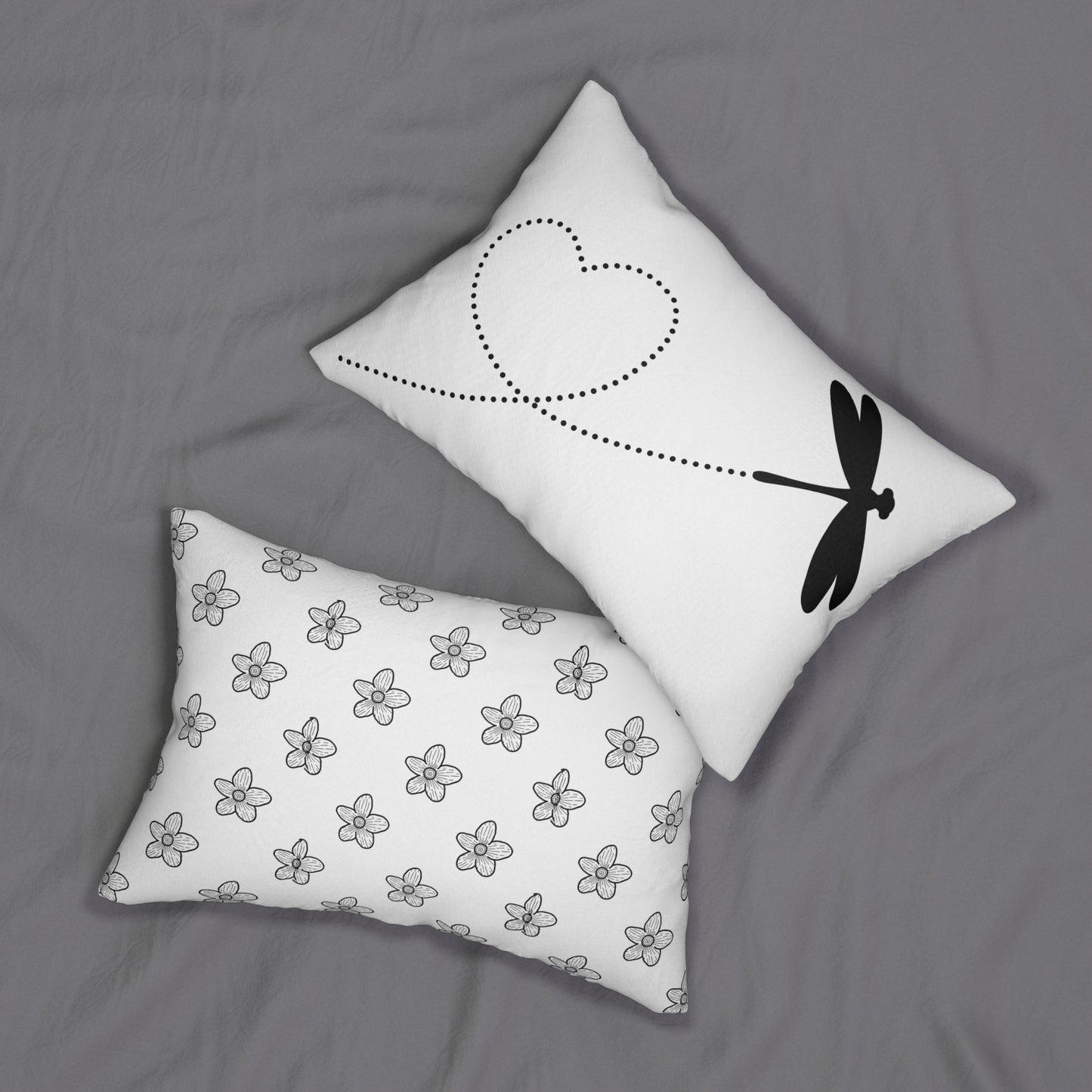 Chic Lumbar Pillow with Black and White Dragonfly & Floral Design, Home Décor, Perfect for Cozy Living Spaces, Gift for Nature Lovers, Wedding Gift, [...]