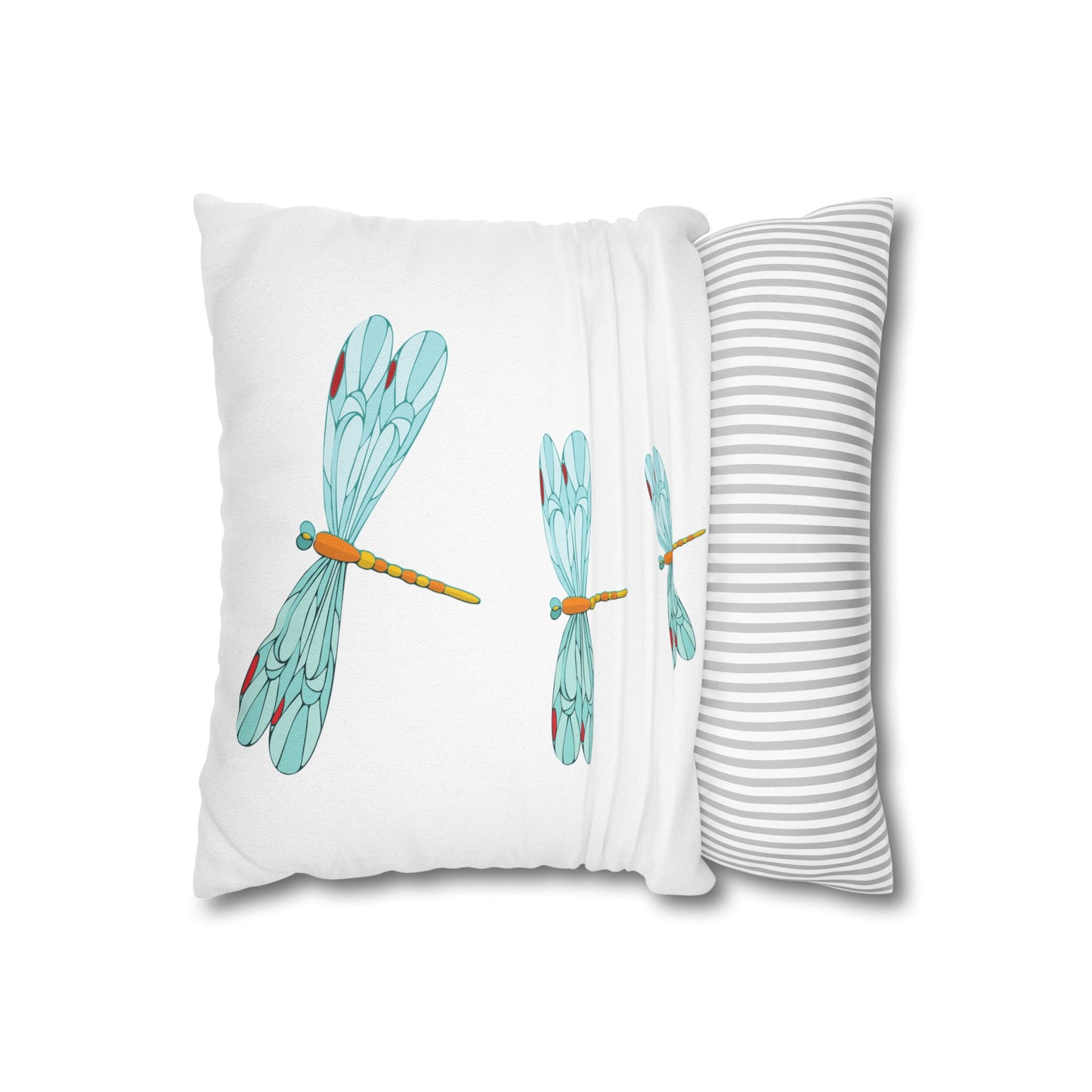 Dragonfly Turquoise and Red Kissed Decor Pillowcase, Home Accent, Gift for Nature Lovers, Bohemian Style, Cozy Living Room Cushion