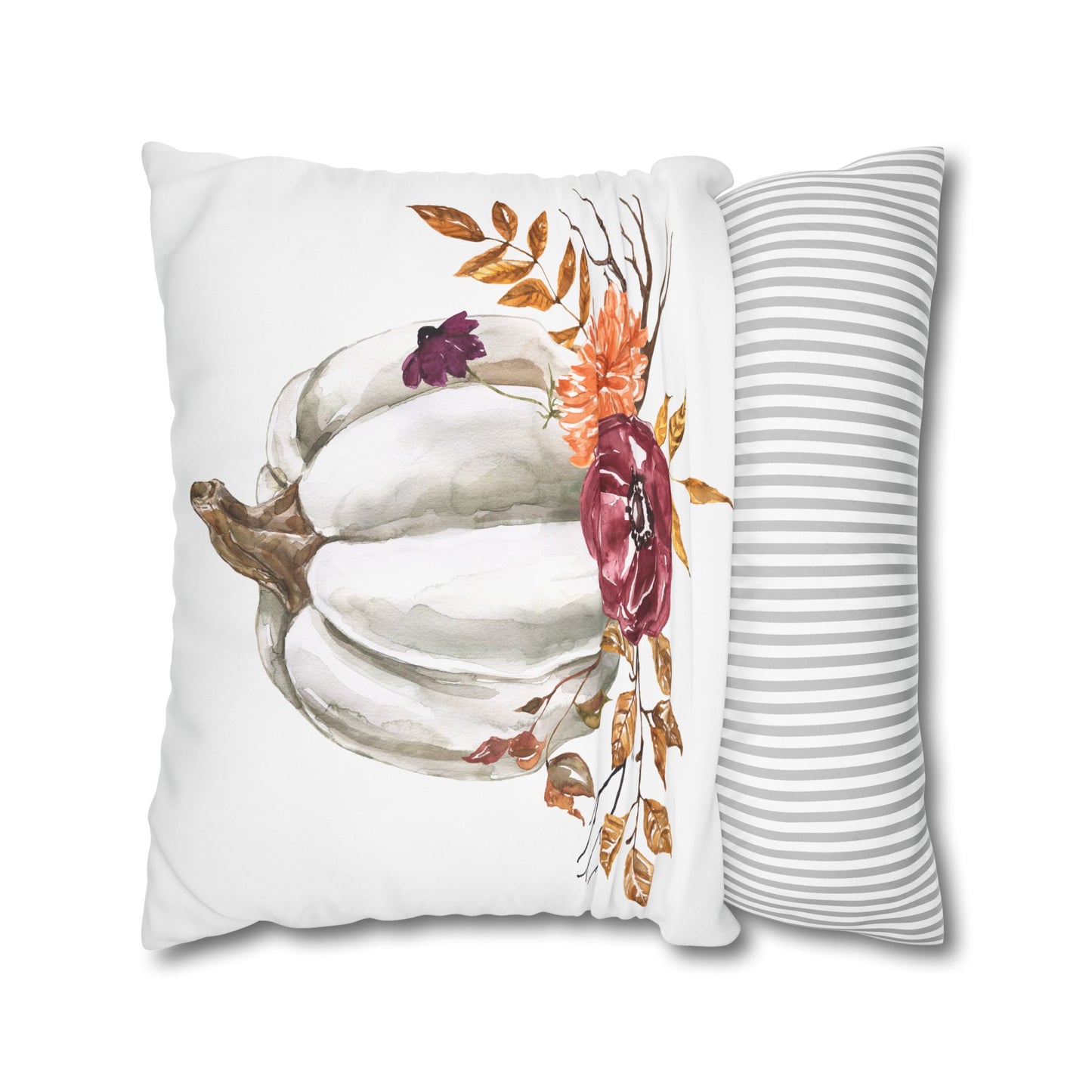 Autumn Floral Pumpkin Pillowcase - Cozy Home Decor for Fall, Harvest, Thanksgiving, Seasonal Cushion Cover, Gift for Her