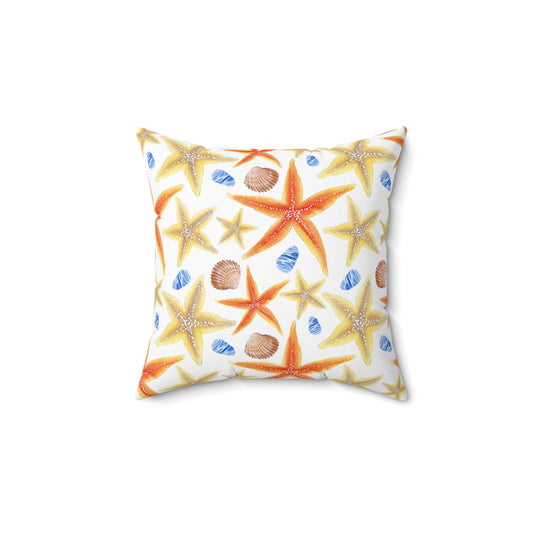 Coastal Decorative Pillow with Starfish & Stripes