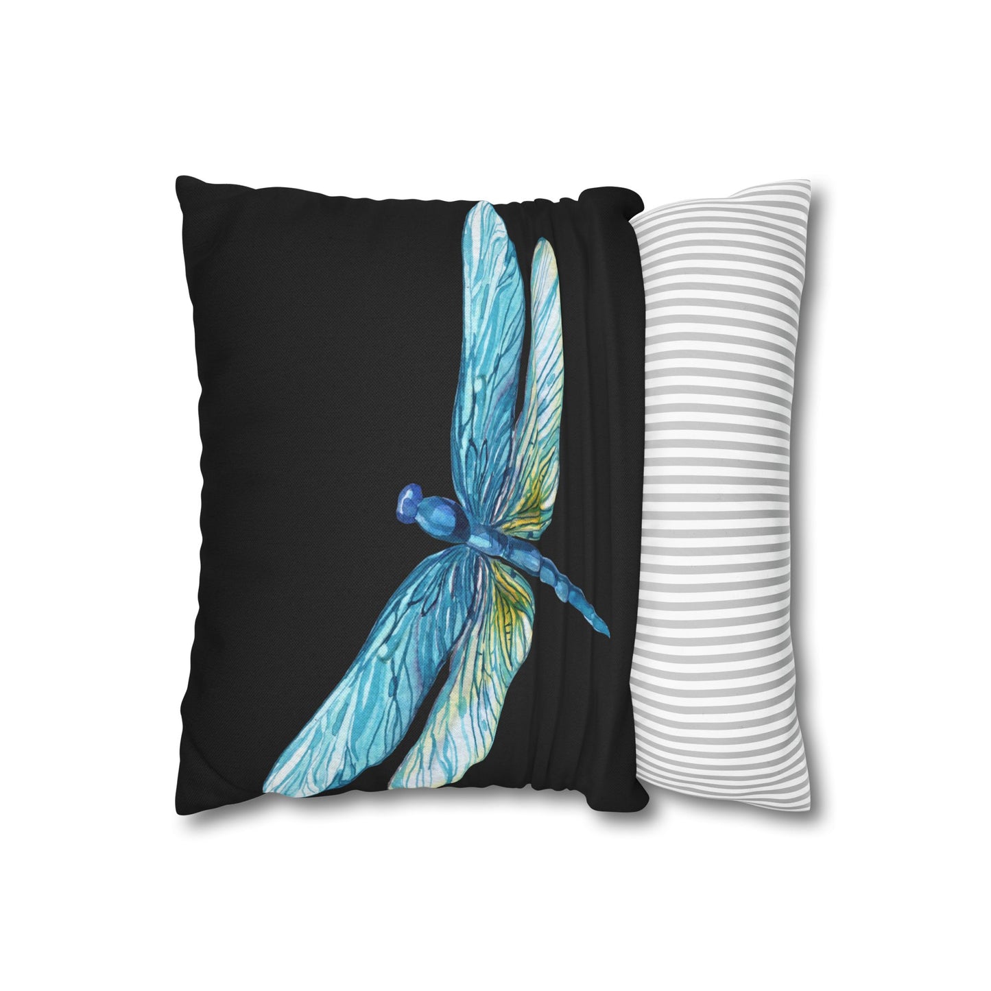 Midnight Sky and Turquoise Dragonfly Decorative Pillowcase, Home Decor, Living Room Accent, Gift for Nature Lovers, Bird Lovers, Boho Home