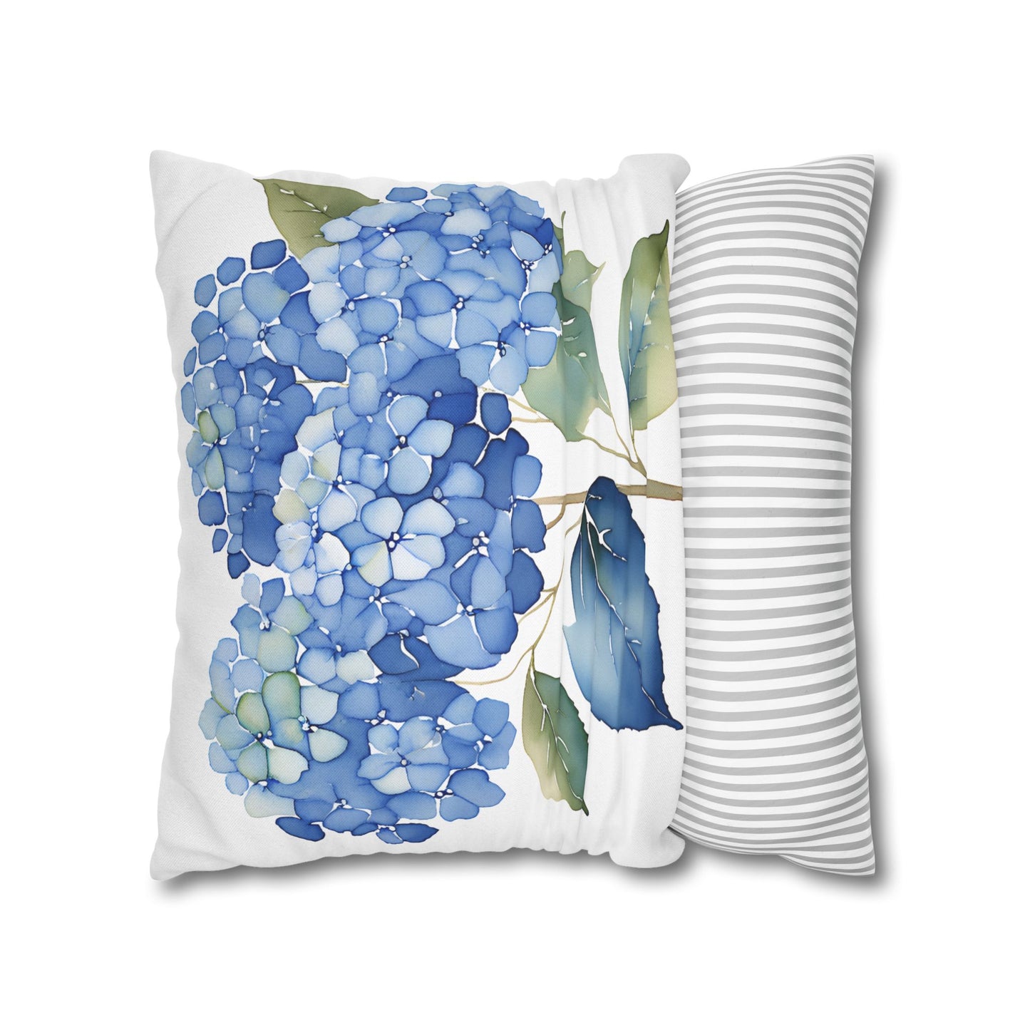 Blue Floral Hydrangea Square Pillowcase - Cozy Home Decor