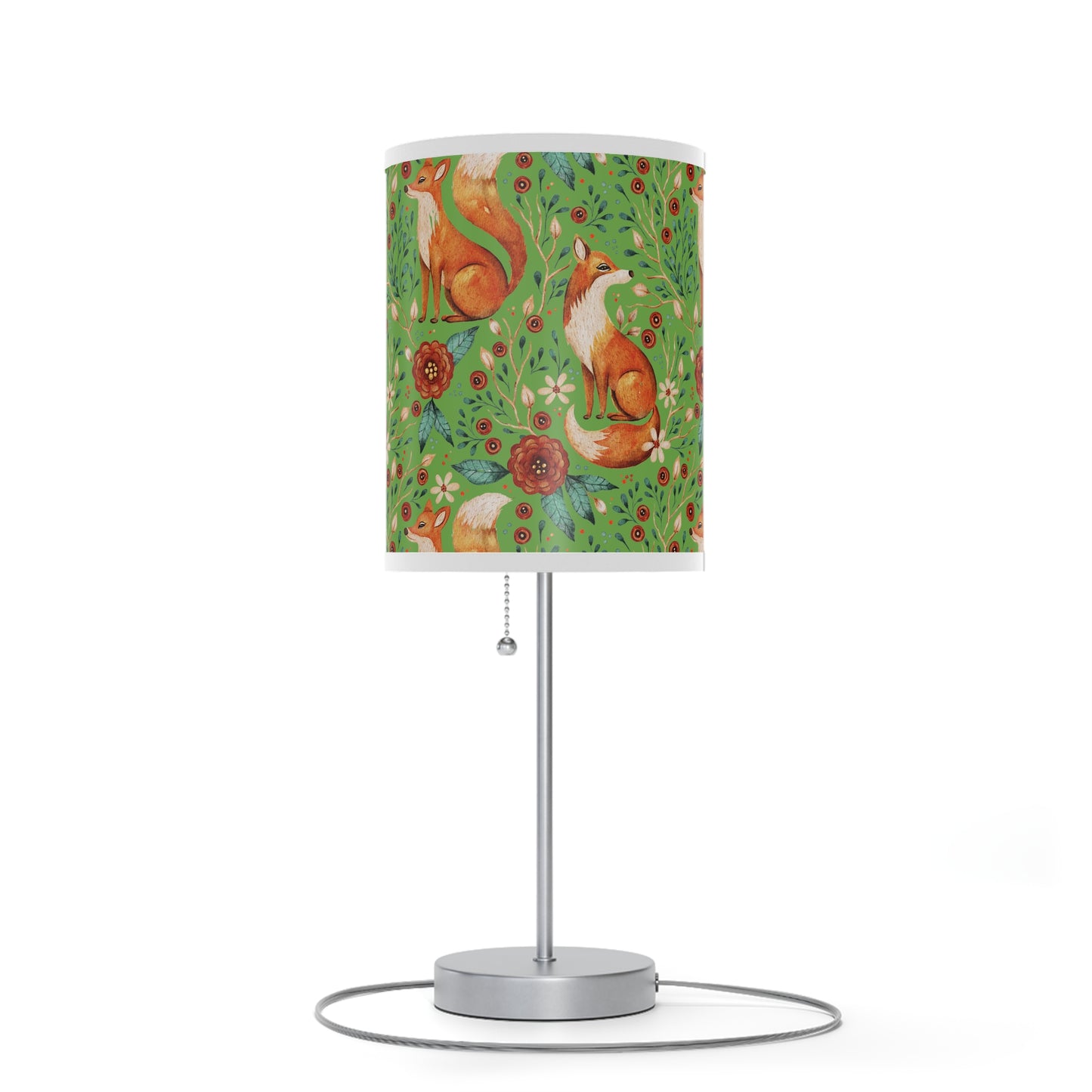 Whimsical Fox Floral Table Lamp - Stylish Decorative Lighting for Cozy Spaces  - Thyme Green