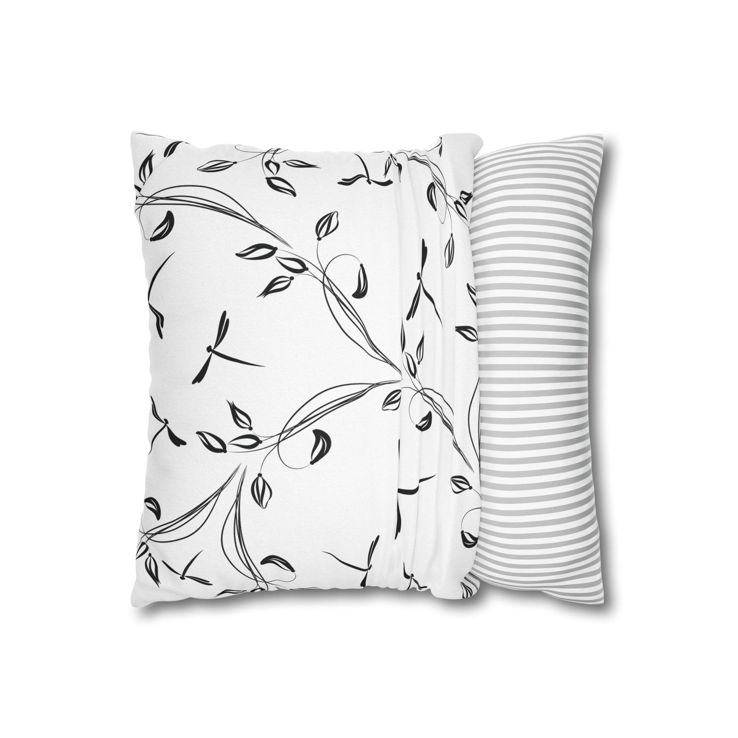 Charming Black and White Loving Heart Dragonfly Pillowcase - Cozy Home Decor, Modern Accent, Gift for Nature Lovers, Spring Vibes, Mother's Day
