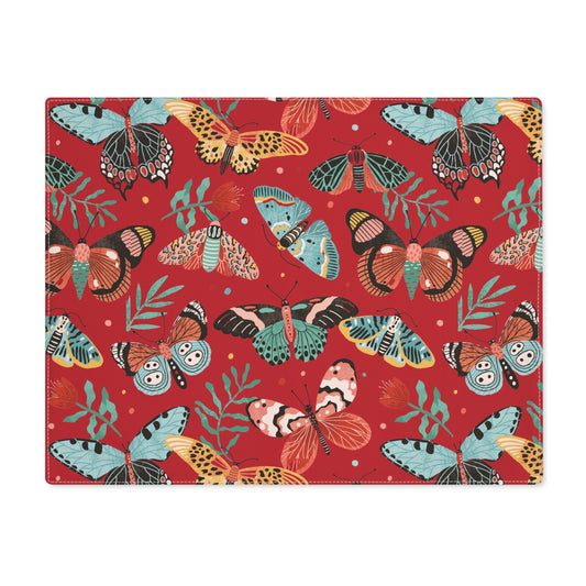 Butterfly Breeze Placemat - Turquoise and Earthy Red Butterfly Design - Deep Red