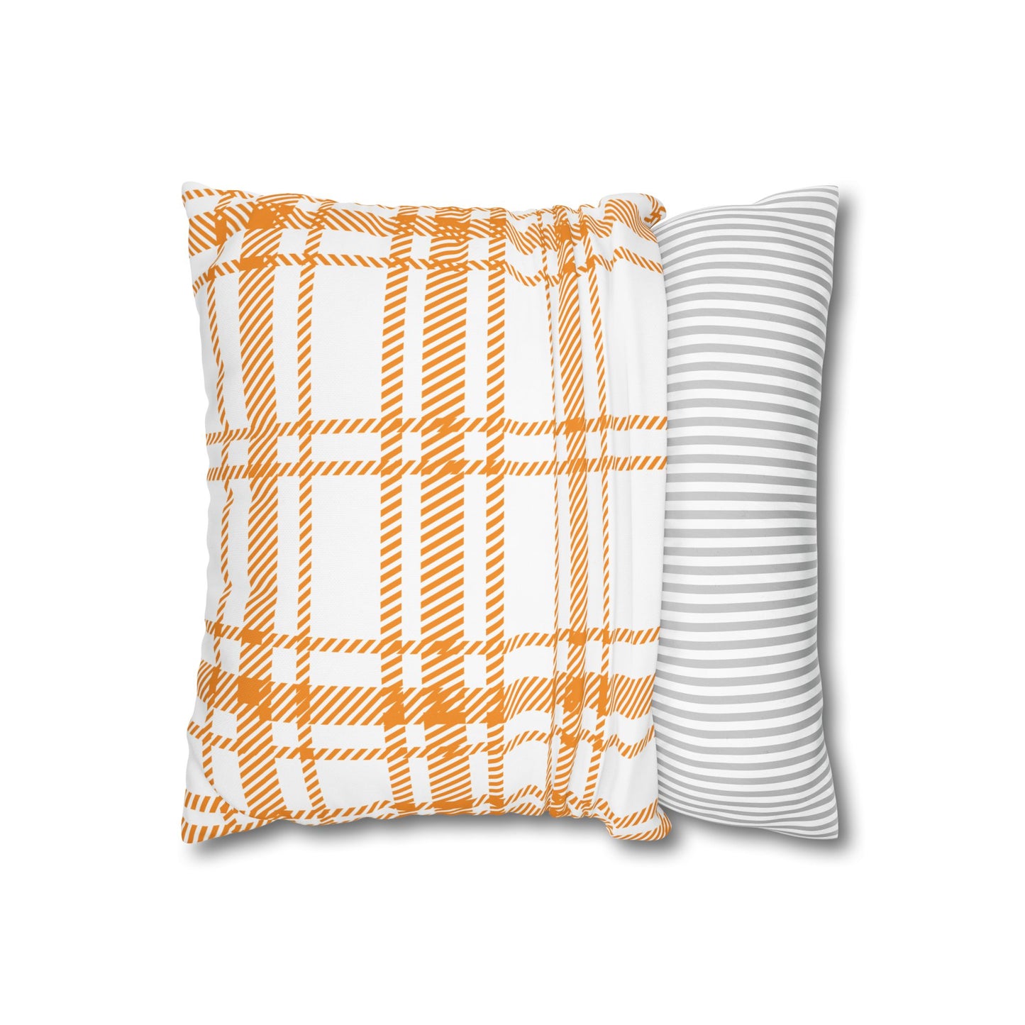 Cozy Plaid Pillowcase | Soft Square Canvas Cushion for Home Decor, Farmhouse Style, Living Room, Seasonal Gift, Wedding Decor