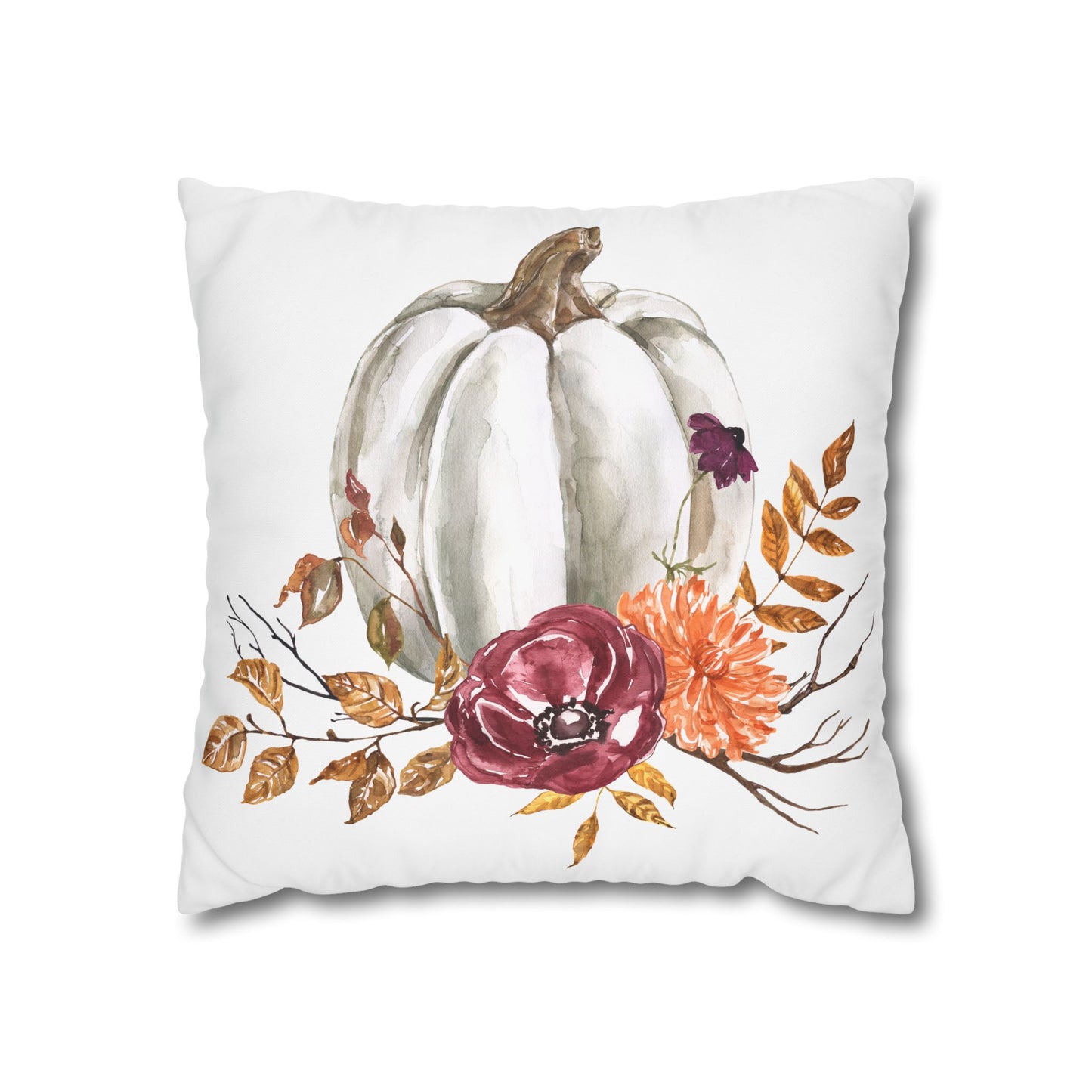 Autumn Floral Pumpkin Pillowcase - Cozy Home Decor for Fall, Harvest, Thanksgiving, Seasonal Cushion Cover, Gift for Her