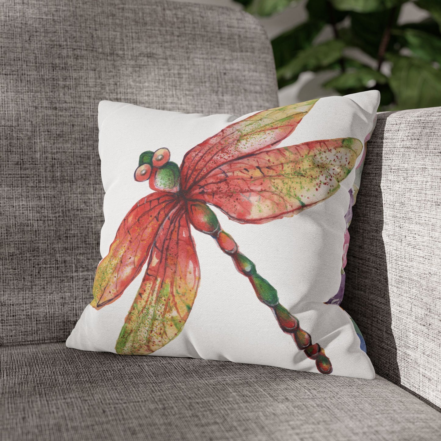 Earthy Vibrant Dragonfly Pillowcase | Nature-Inspired Home Decor, Gardening Gift, Spring Accent, Bohemian Pillow Cover, Eco-Friendly Textile