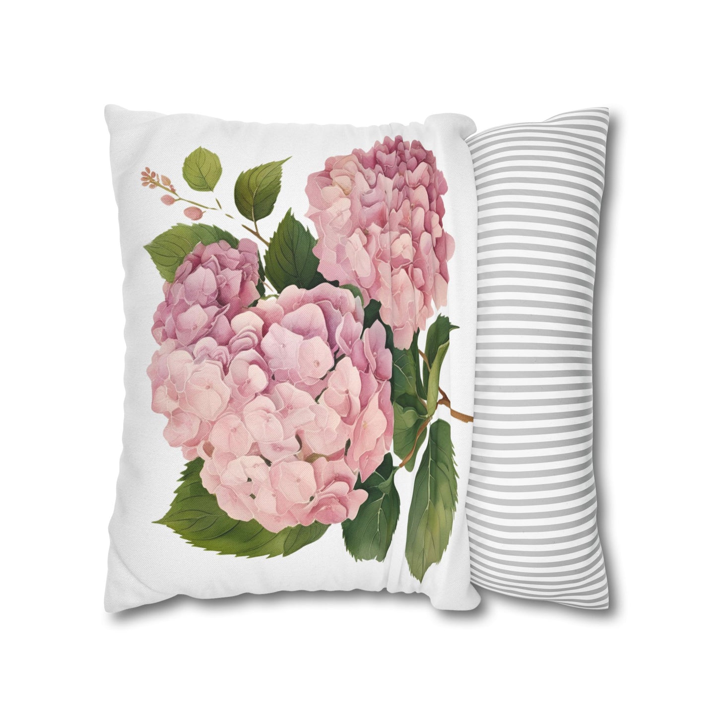 Tri Blushing Pink Floral Hydrangea Square Pillowcase - Cozy Home Decor