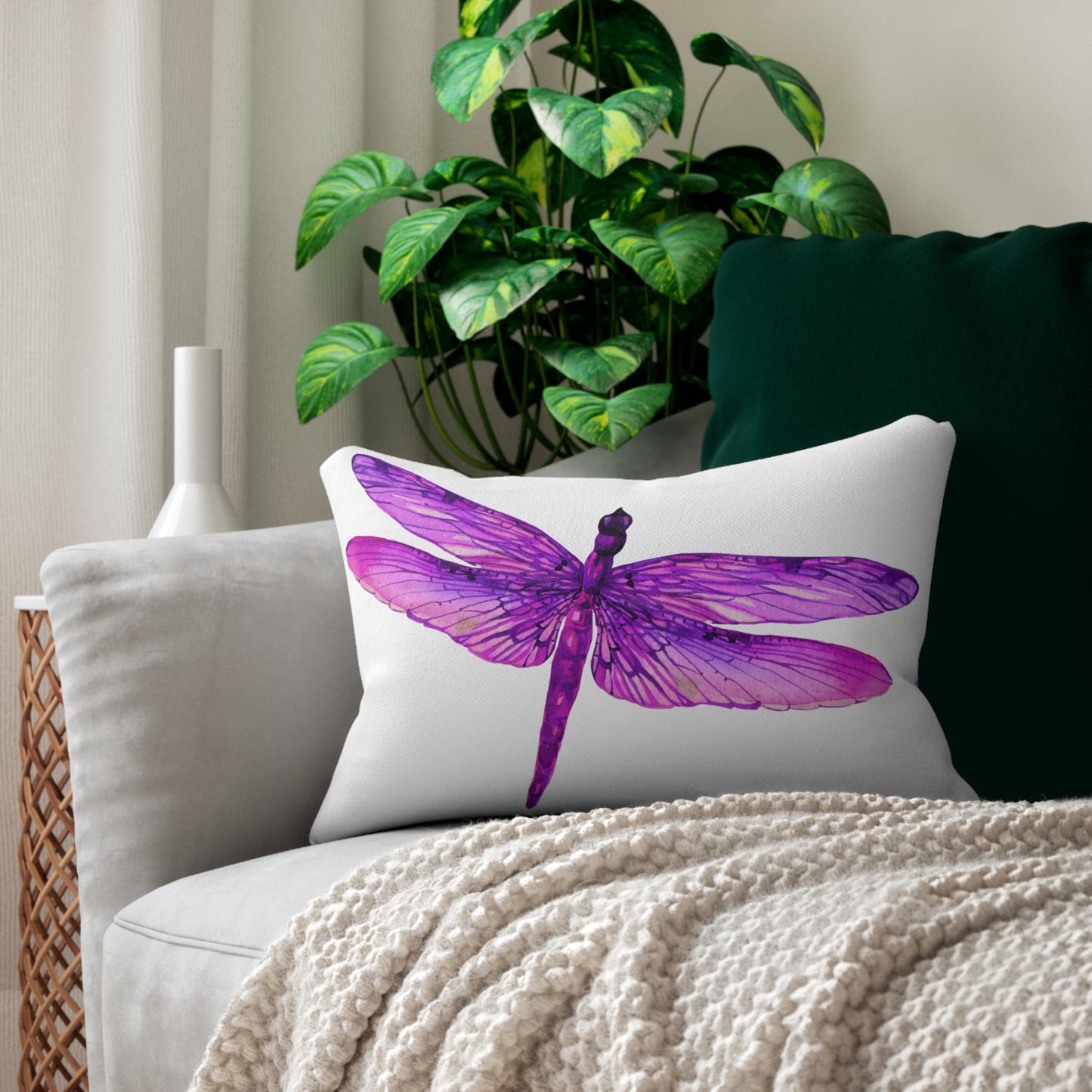 Vibrant Violet Floral and Dragonfly Lumbar Pillow | Decorative Throw Pillow | Home Decor Accent, Gift for Her, Boho Style Decor, Spring Home [...]