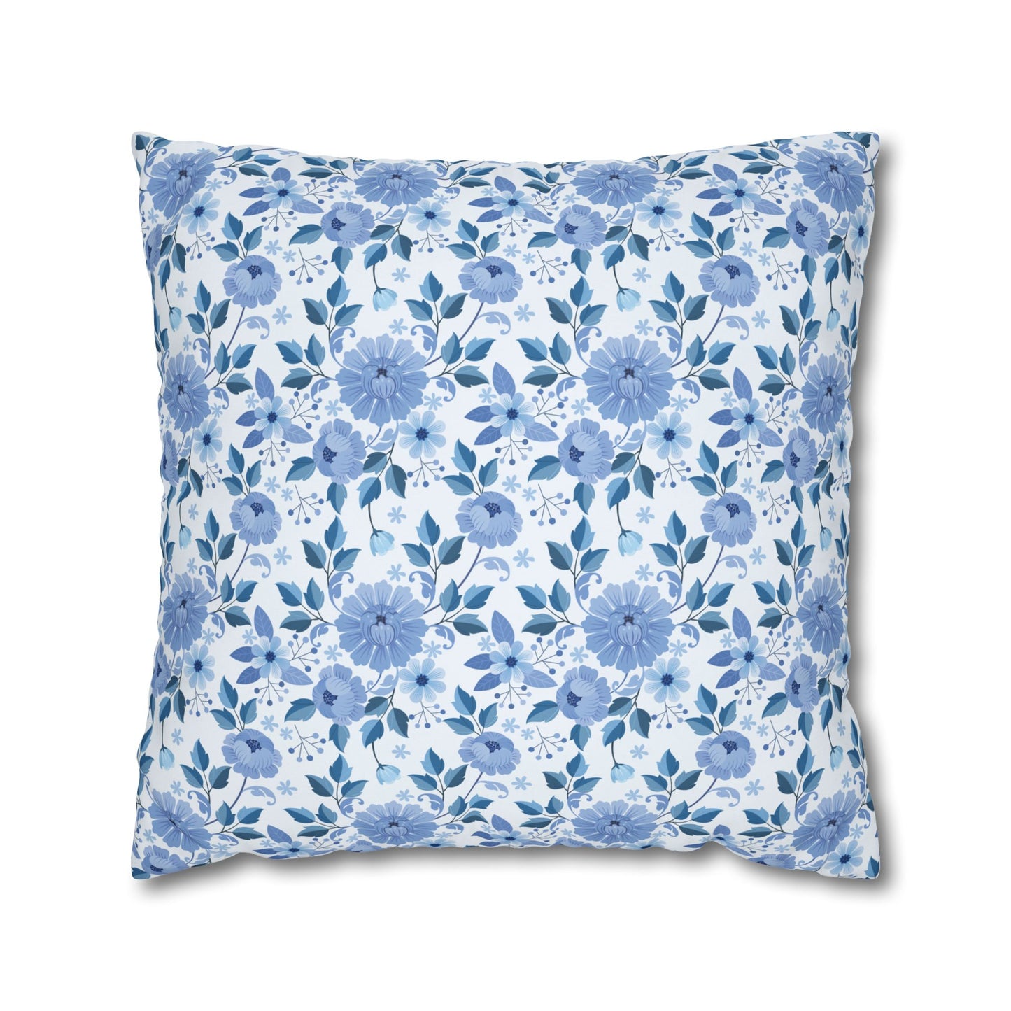 Floral Print Throw Pillowcase, Cozy Home Decor, Gift for Her, Accent Cushions, Living Room Comfort, Wedding Gift, Blue Flower Cushion