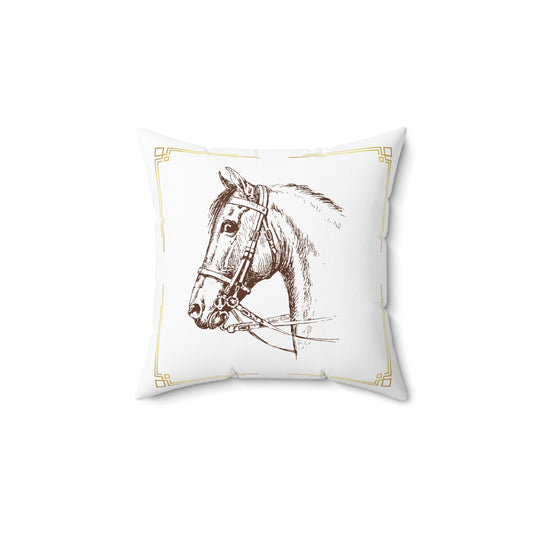 Elegant Horse Portrait Pillow - Rustic Decor, Farmhouse Style Cushion, Equestrian Gift, Home Accent, Throw Pillow
