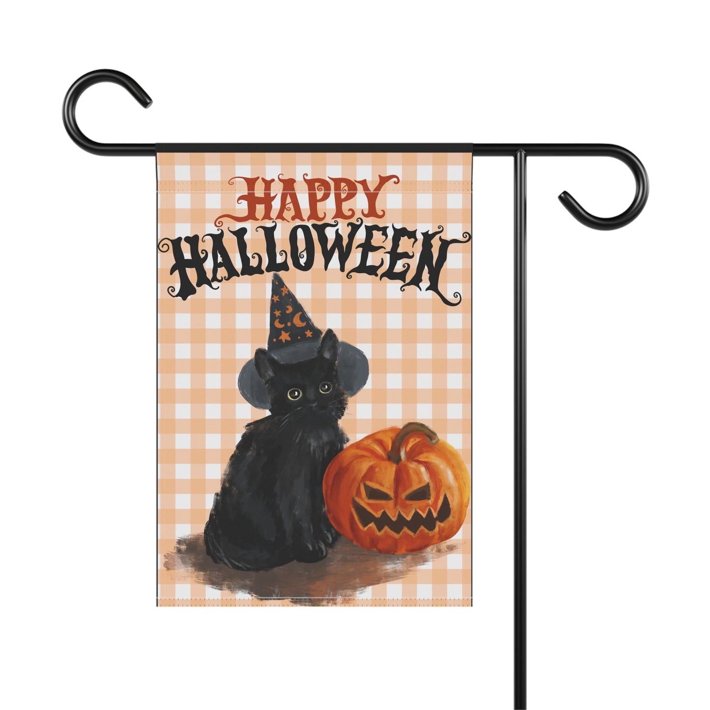 Halloween Garden Banner, Decorative Outdoor Flag, Seasonal Home Decor, Black Cat & Pumpkin Design, Fall Festivities