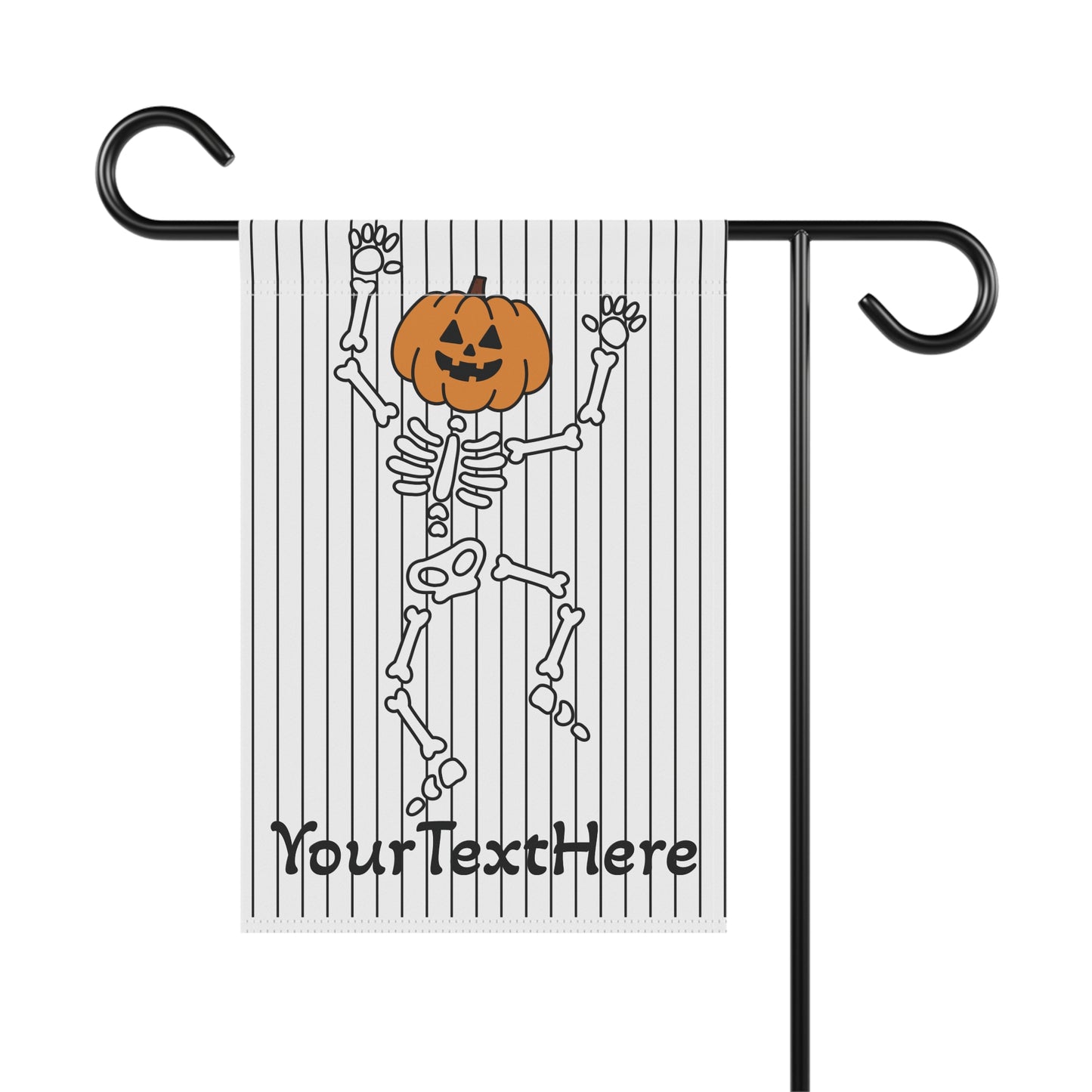 Halloween Garden Banner, Cute Dancing Skeleton Personalized with Last Name, Halloween Decor, Outdoor Flag, Housewarming Gift, Fall Garden