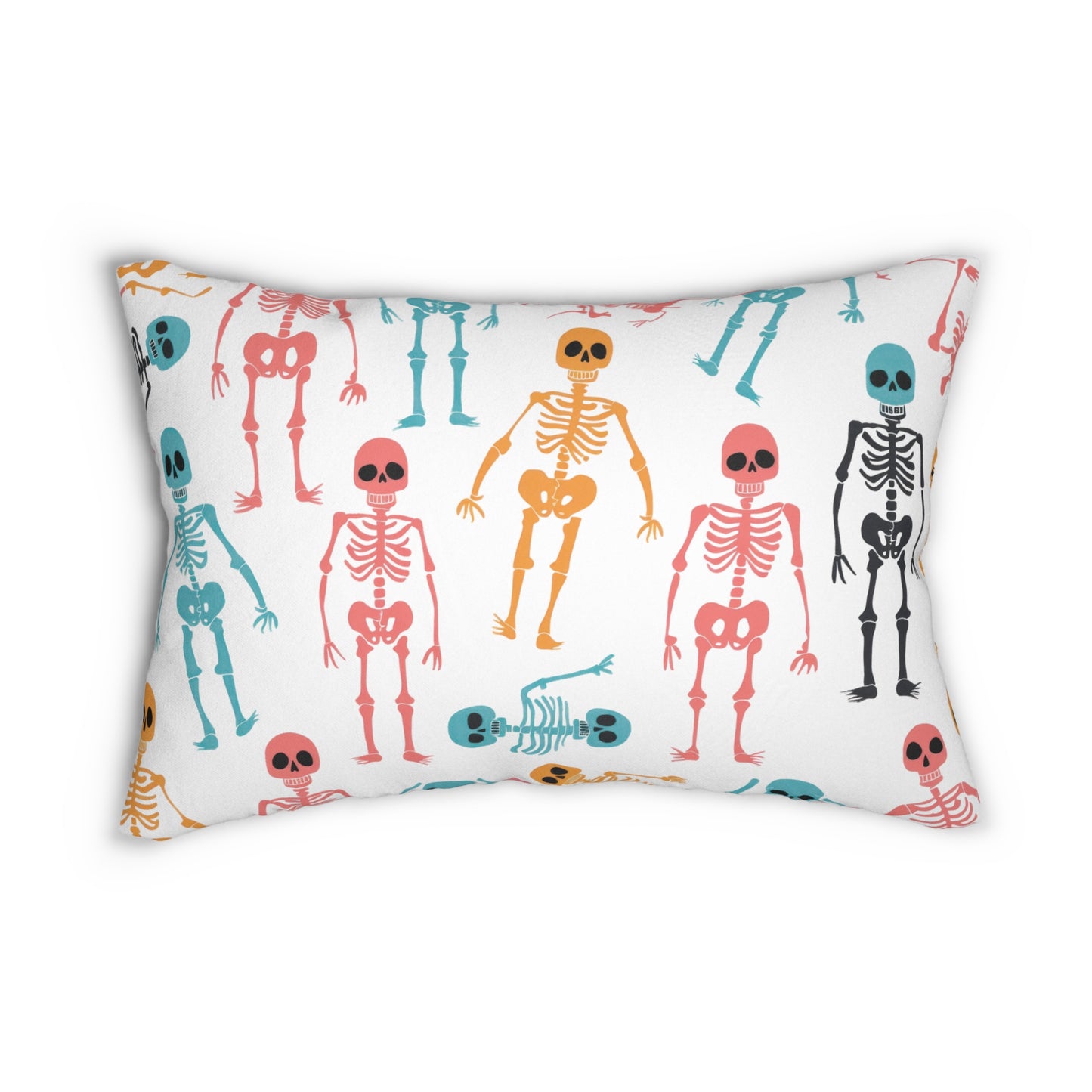 Halloween Lumbar Pillow, Fun Skeleton Decor, Spooky Home Accent, Bone Pattern Cushion, Holiday Throw Pillow