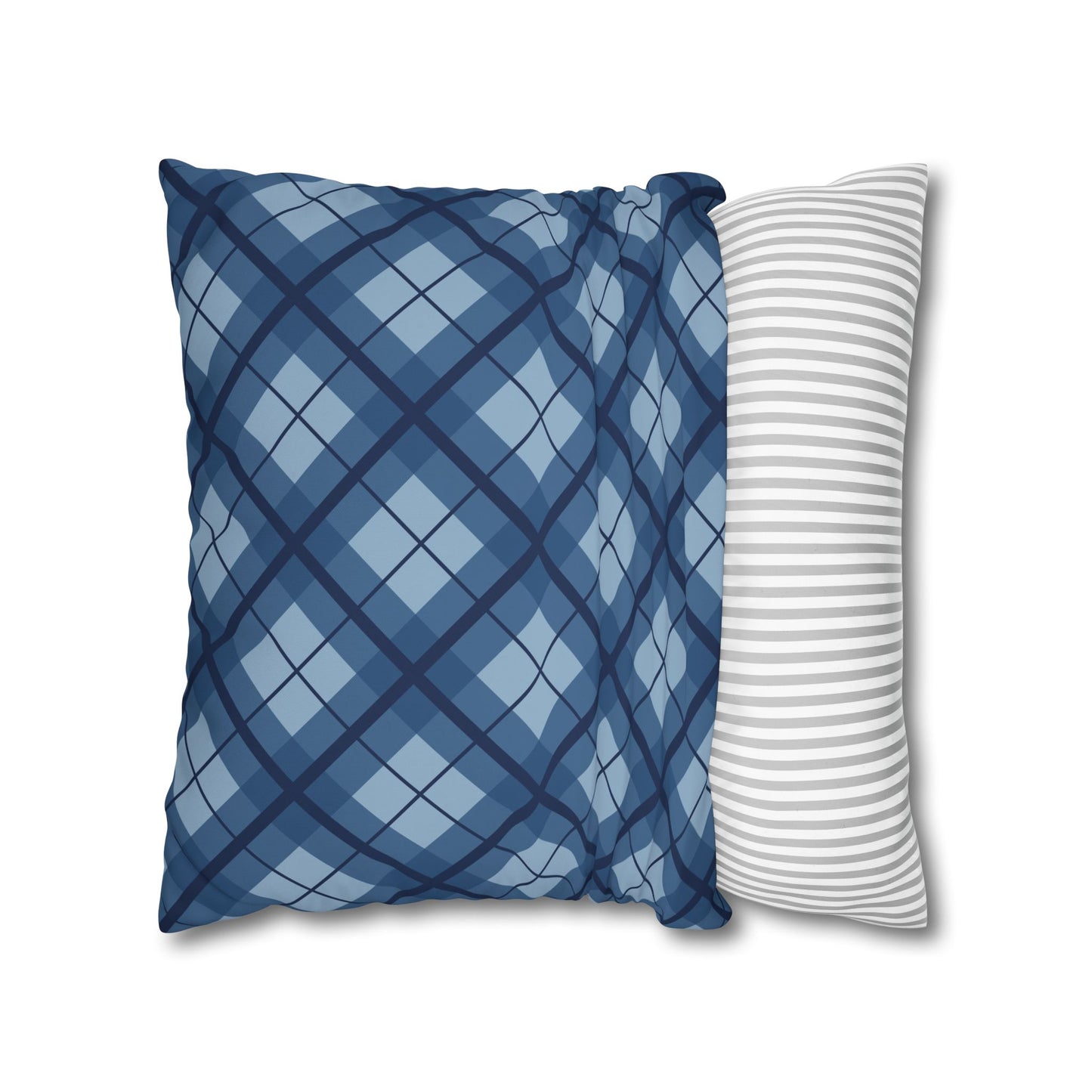 Plaid Poly Canvas Pillowcase, Cozy Home Decor, Throw Pillow, Couch Cushion, Living Room Accent, Nautical Gift, Birthday Decor