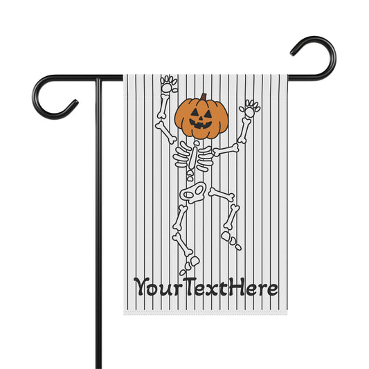 Halloween Garden Banner, Cute Dancing Skeleton Personalized with Last Name, Halloween Decor, Outdoor Flag, Housewarming Gift, Fall Garden
