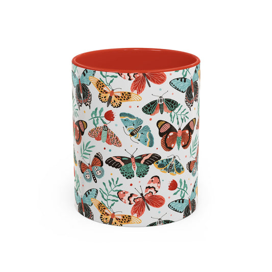 Mug Butterfly Breeze Turquoise and Rich Red