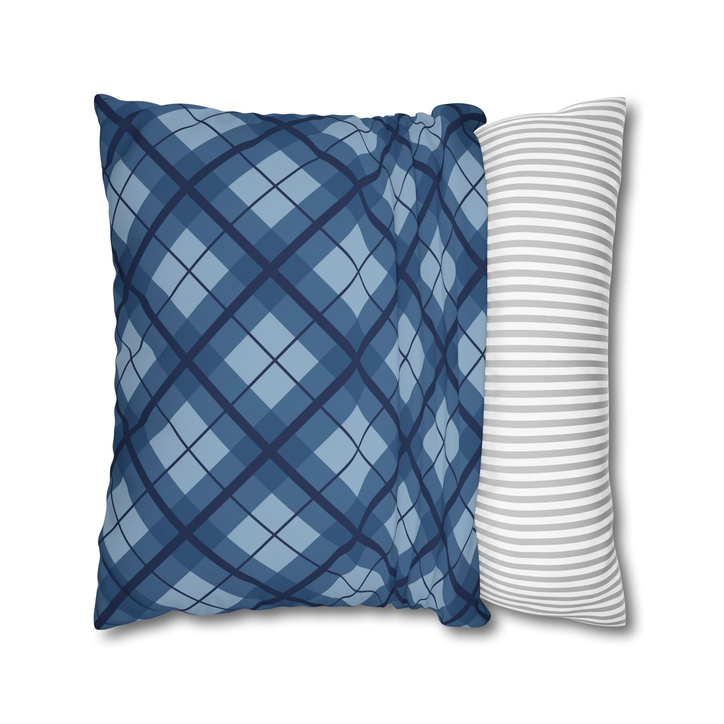 Plaid Poly Canvas Pillowcase, Cozy Home Decor, Throw Pillow, Couch Cushion, Living Room Accent, Nautical Gift, Birthday Decor